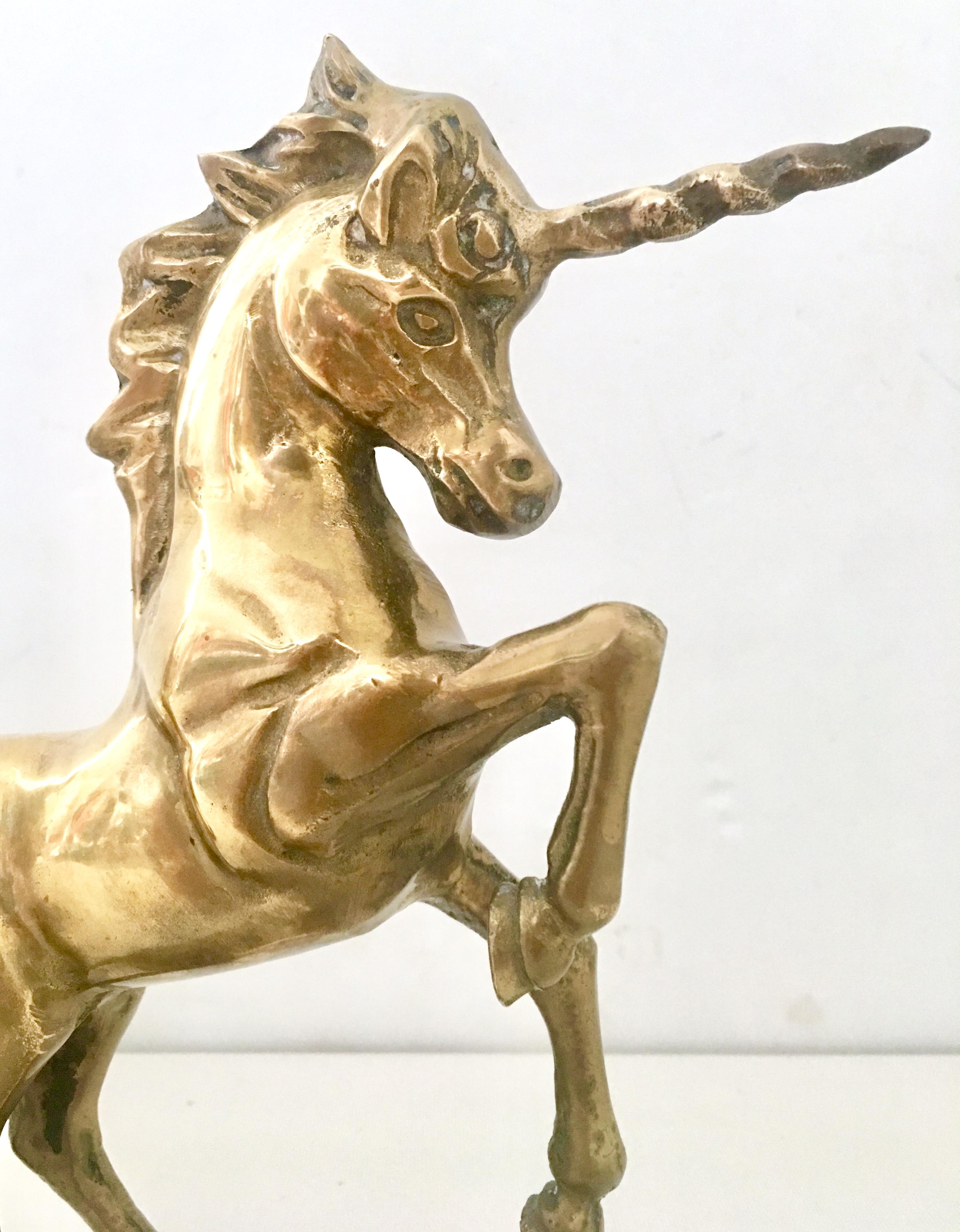 Midcentury Pair of Solid Brass Unicorn Sculptures 4