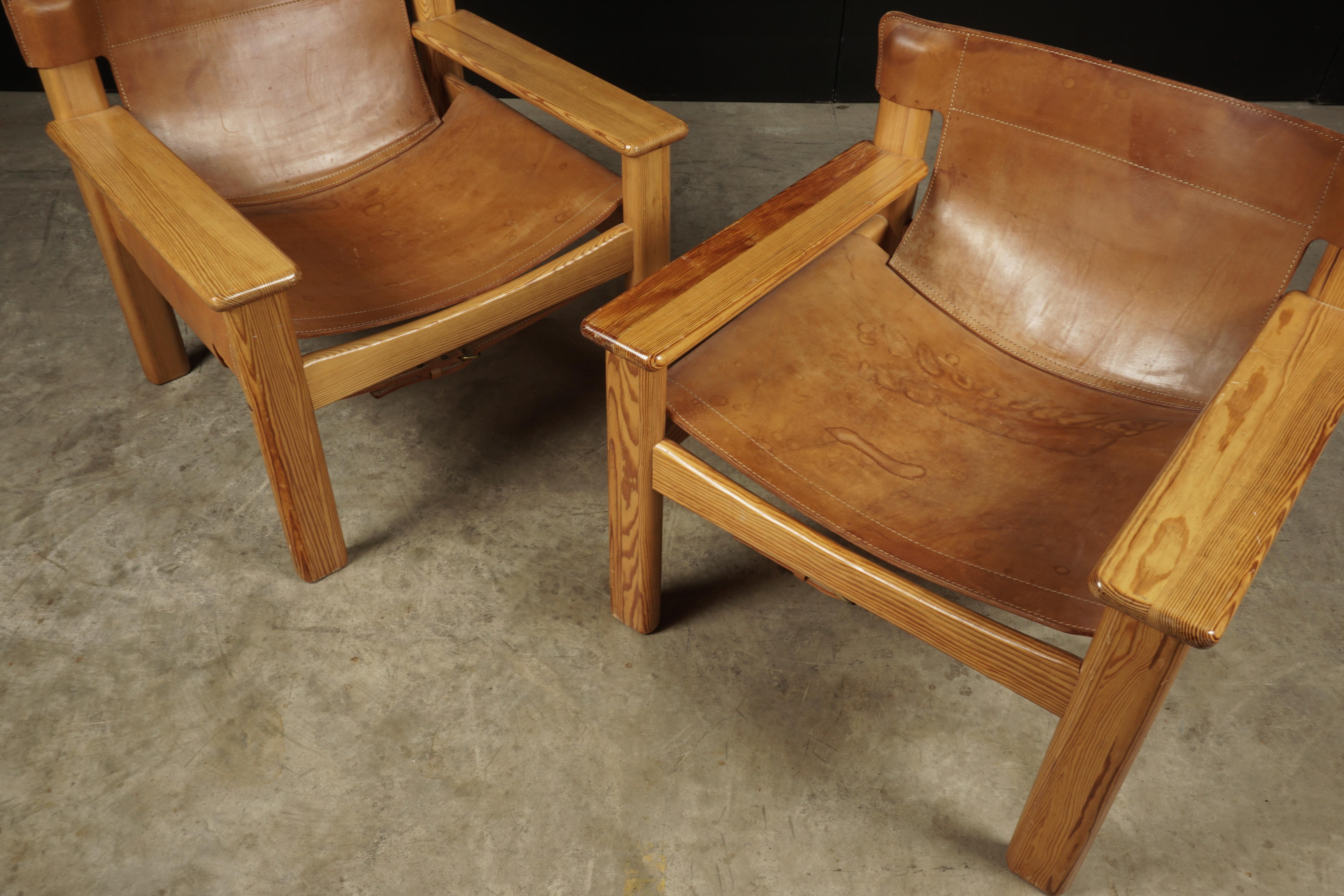 Late 20th Century Midcentury Pair of Spanish Style Chairs from Sweden, circa 1970