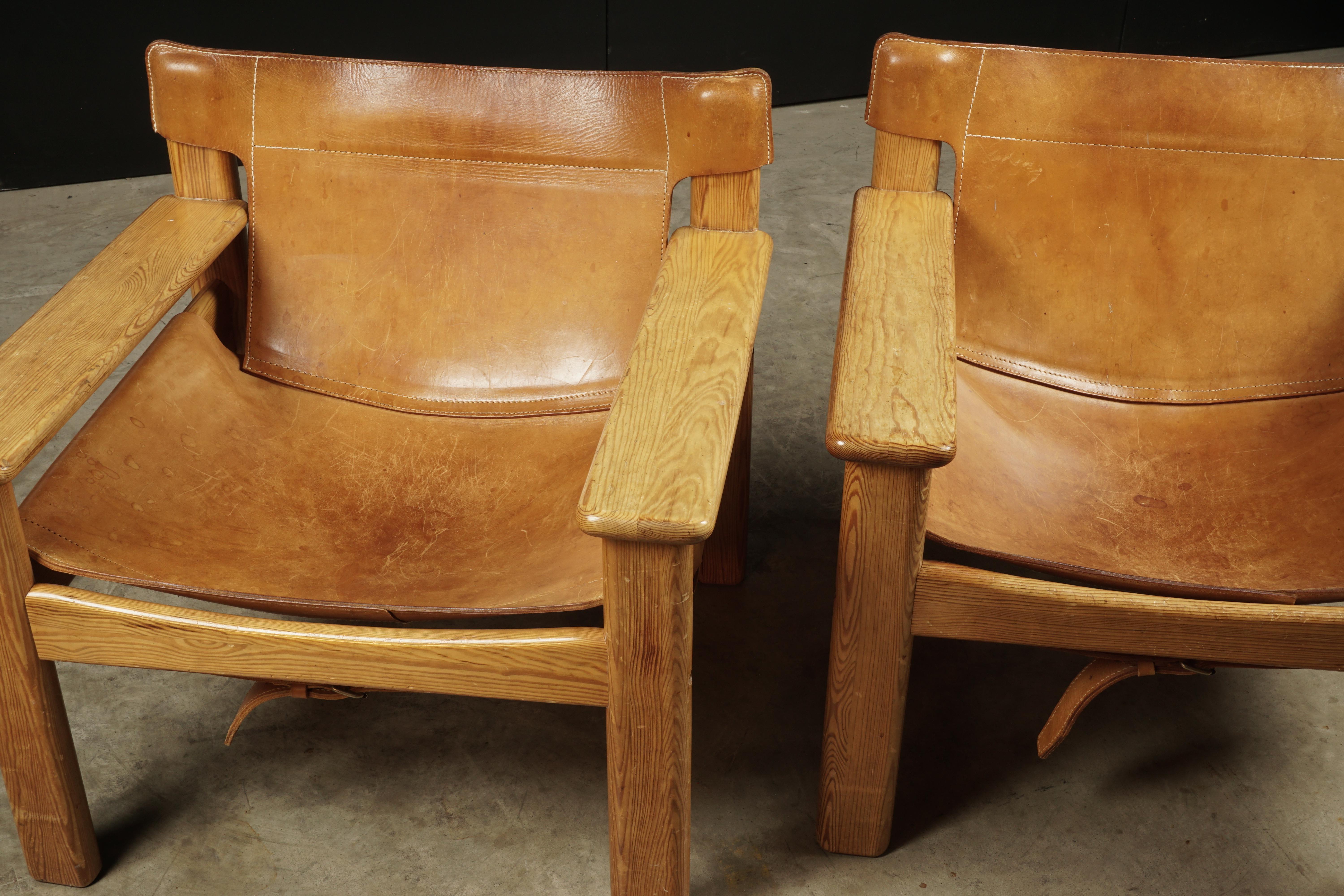 Midcentury Pair of Spanish Style Chairs from Sweden, circa 1970 1