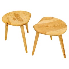 Midcentury Pair of Stools in Pine by Norsk Husflid 1960s Norway