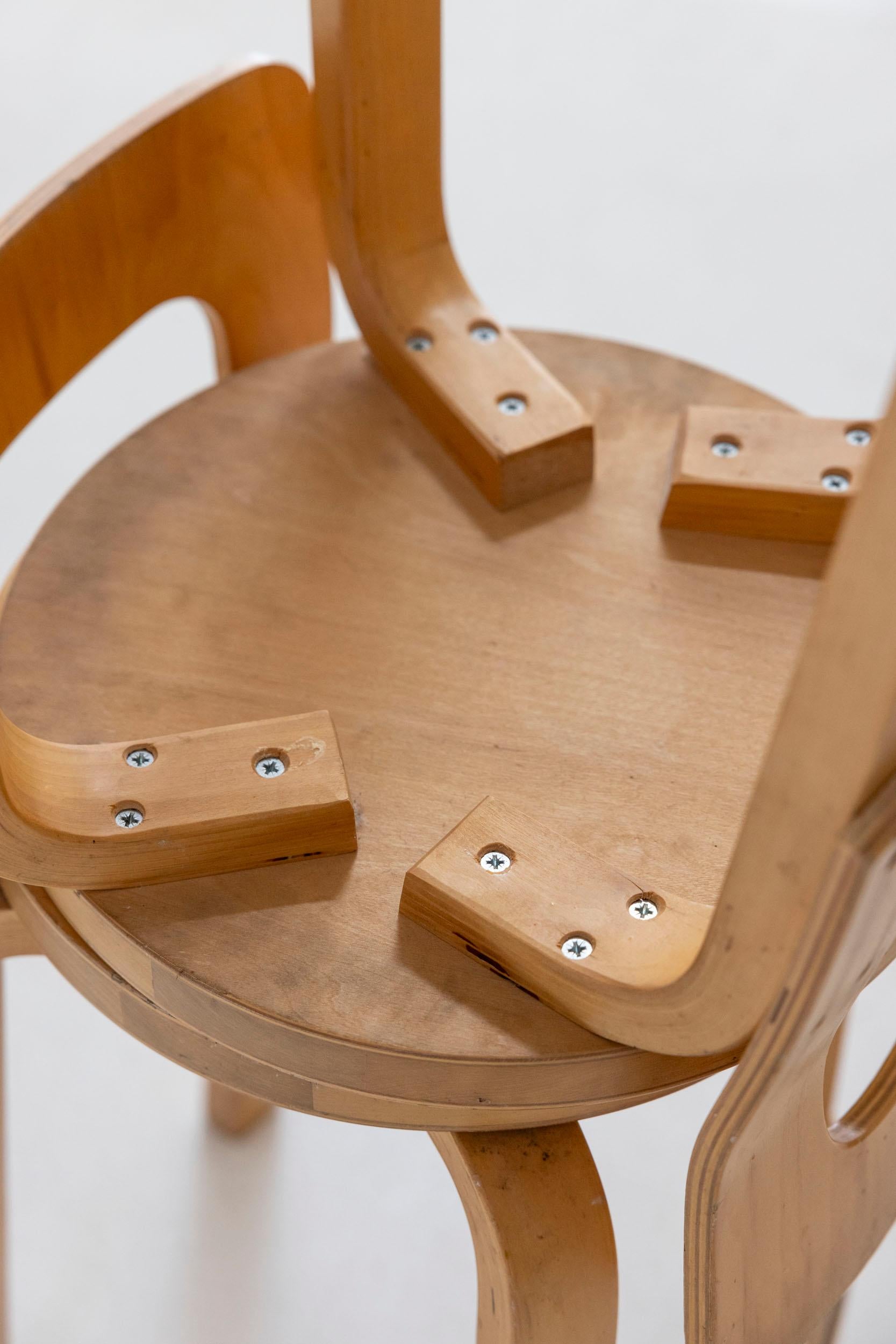 Midcentury pair of stools mod. K65 by Alvar Aalto for Artek For Sale 12