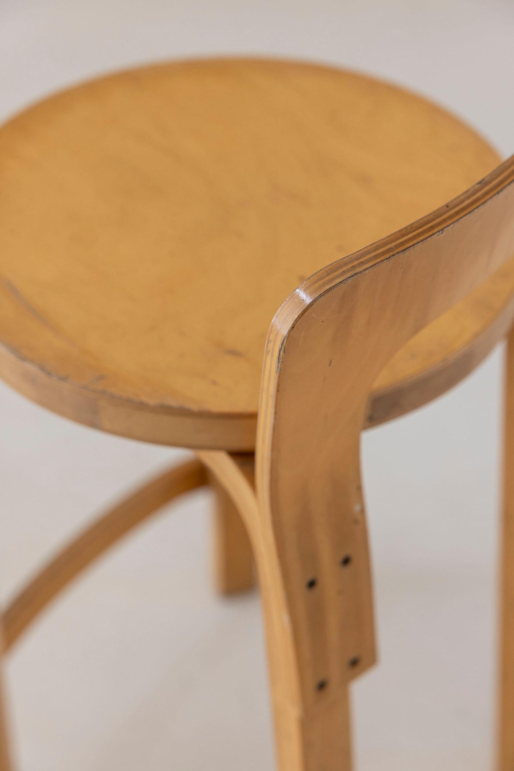 Mid-20th Century Midcentury pair of stools mod. K65 by Alvar Aalto for Artek For Sale