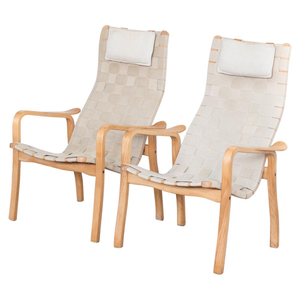 Midcentury Pair of Swedish Easy Chairs by Yngve Ekström for Swedese