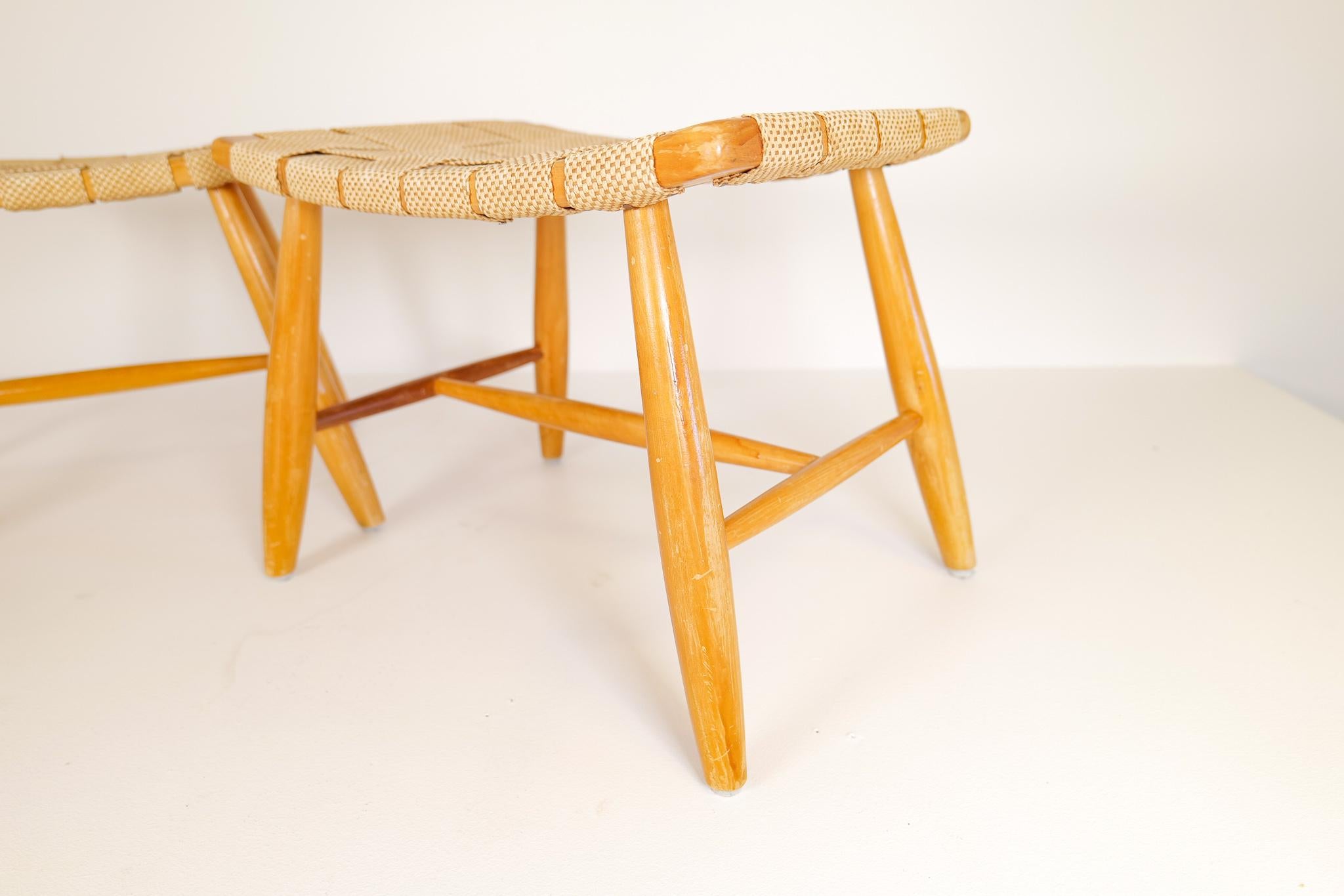 Midcentury Pair of Swedish Stools in Lacquered Birch, 1960s For Sale 1