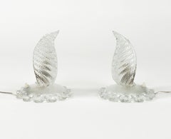 Midcentury Pair of Table Lamp in Murano Glass Barovier & Toso Style, Italy 1950s