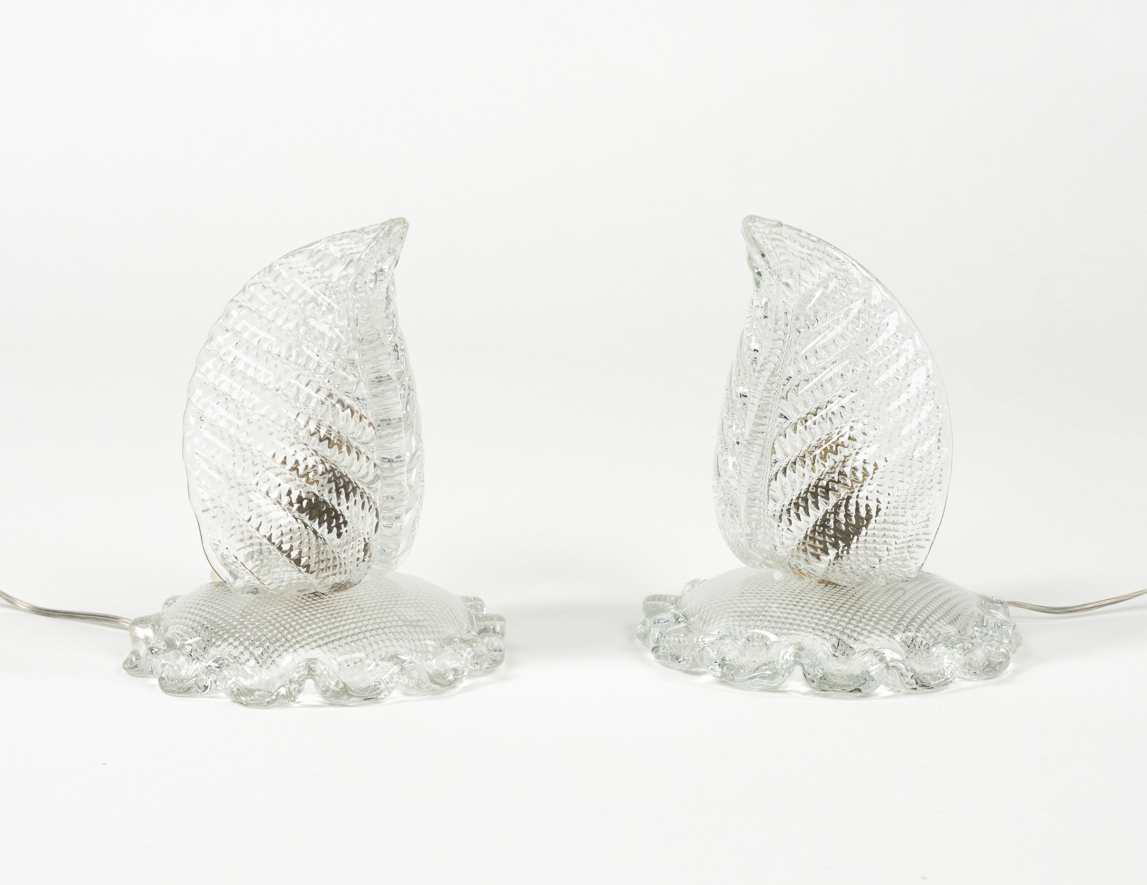 Paire de lampes de table en verre de Murano de style Barovier&Toso, Italie années 1950 en vente 2