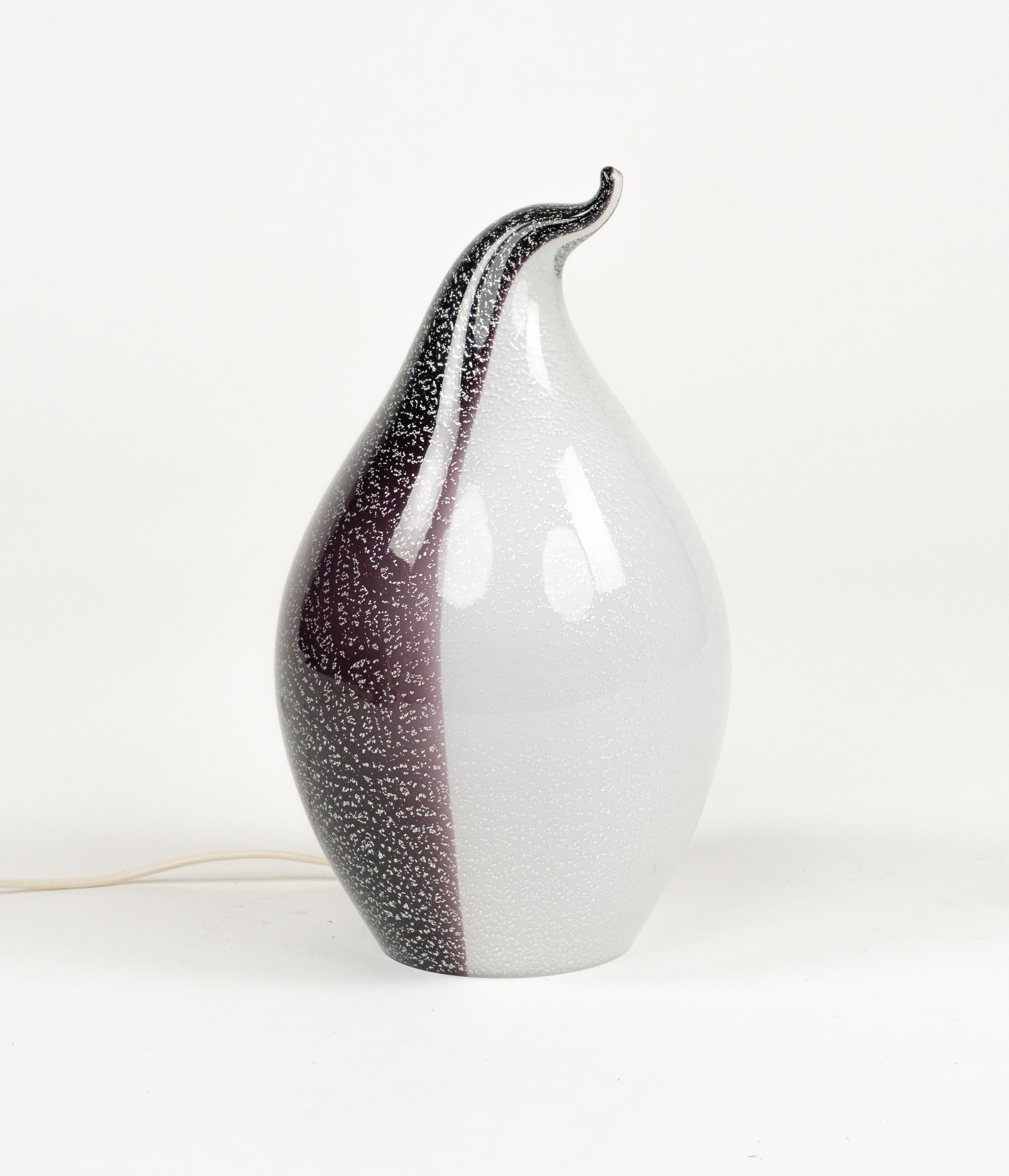Midcentury Pair of Table Lamp in Murano Glass Shape of Penguin, Italy 1970s For Sale 5