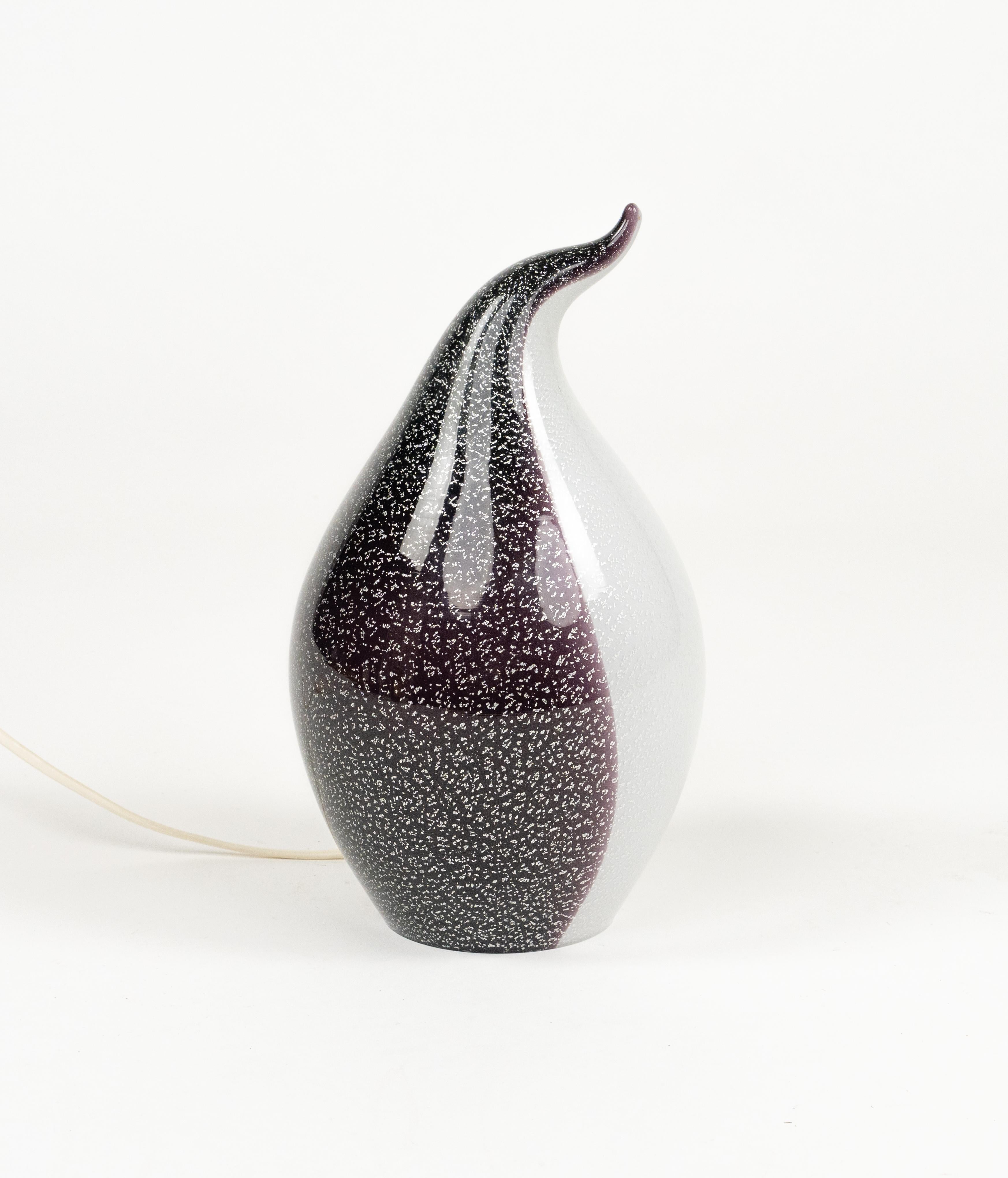 Midcentury Pair of Table Lamp in Murano Glass Shape of Penguin, Italy 1970s For Sale 2