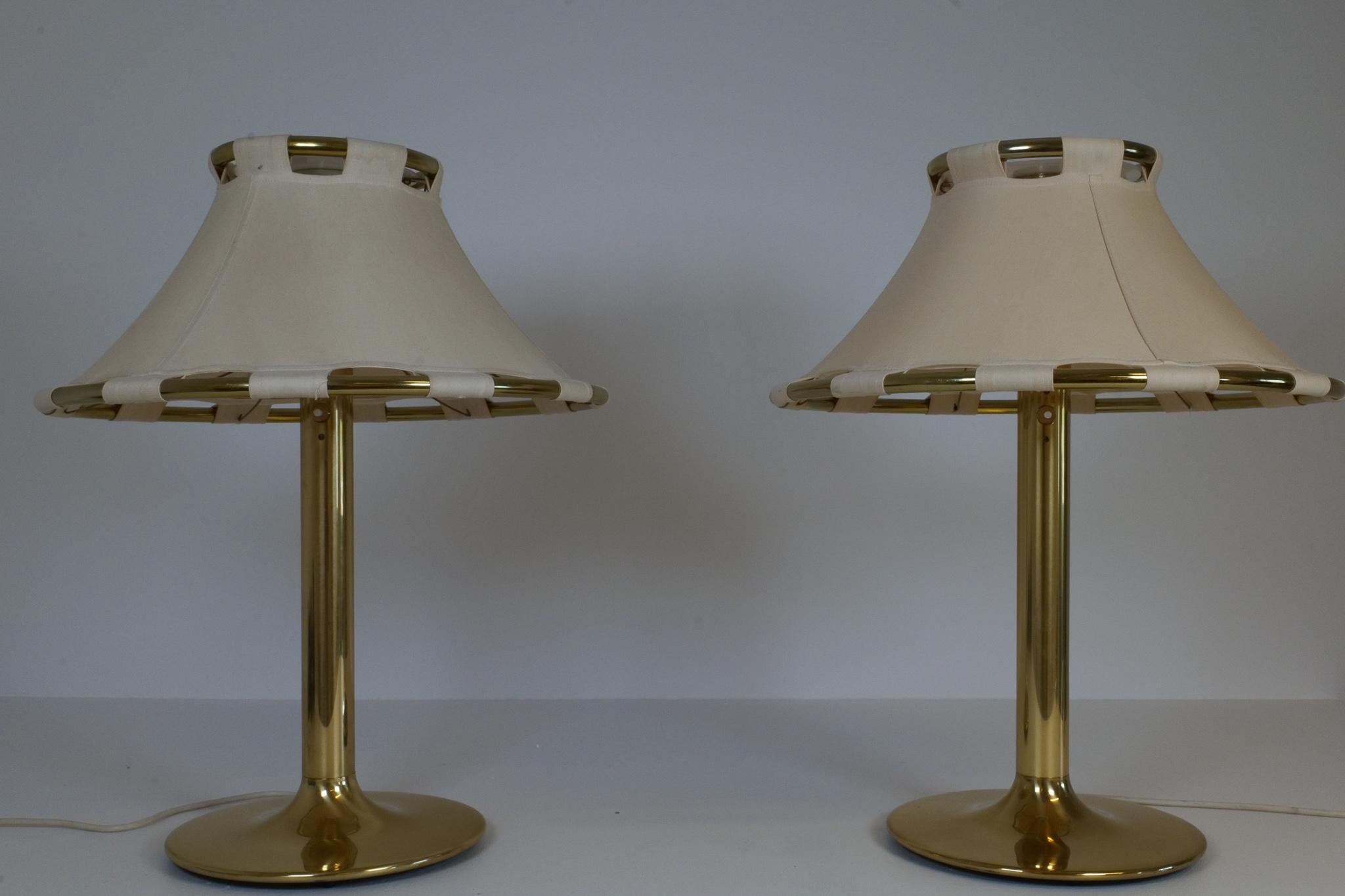 Brass Midcentury Pair of Table Lamps 