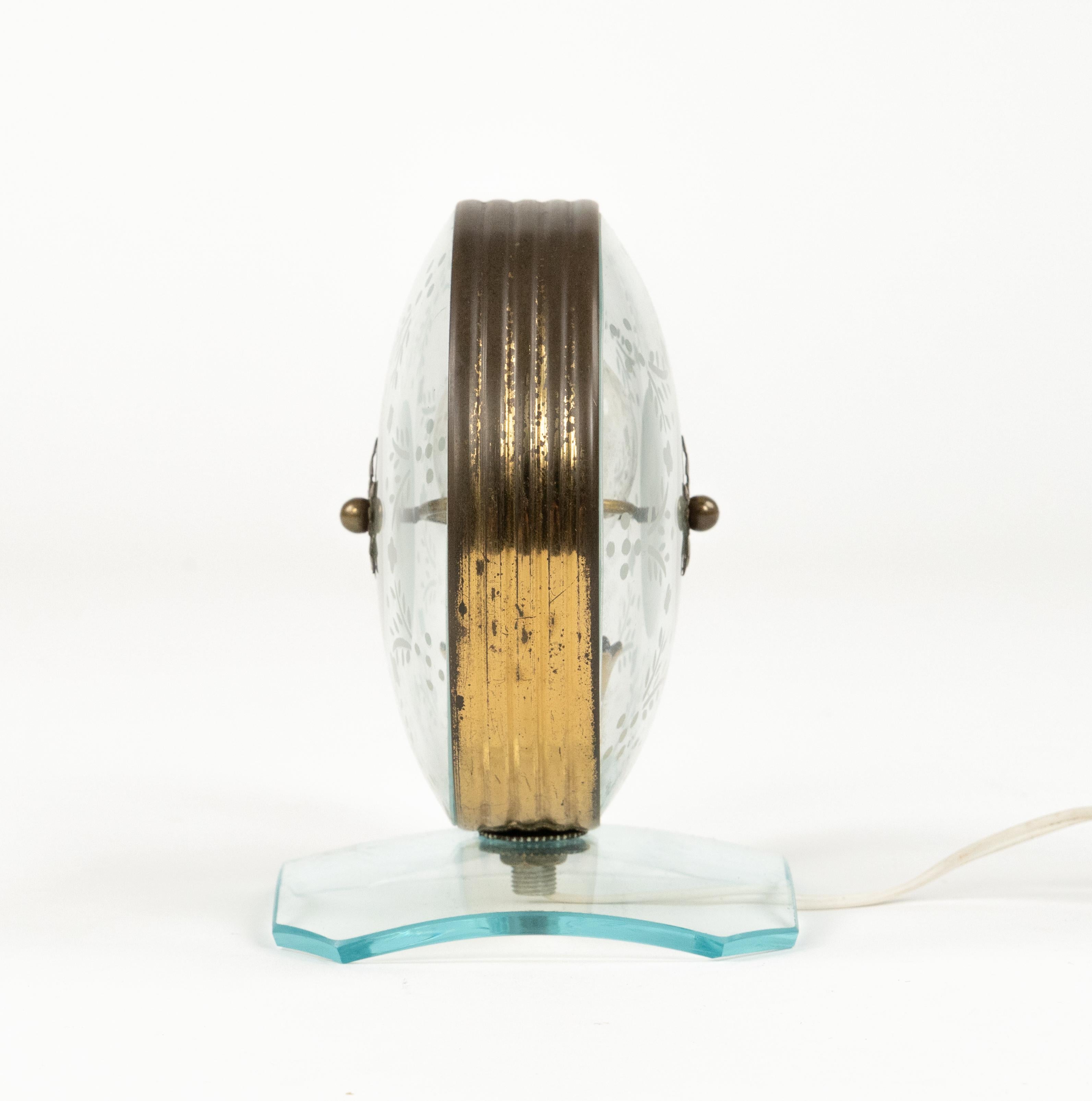 Midcentury Pair of Table Lamps in Brass & Glass Fontana Arte Style, Italy 1950s For Sale 4