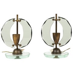 Paire de lampes de table en verre et laiton de Gino Paroldo, Italie, années 1960