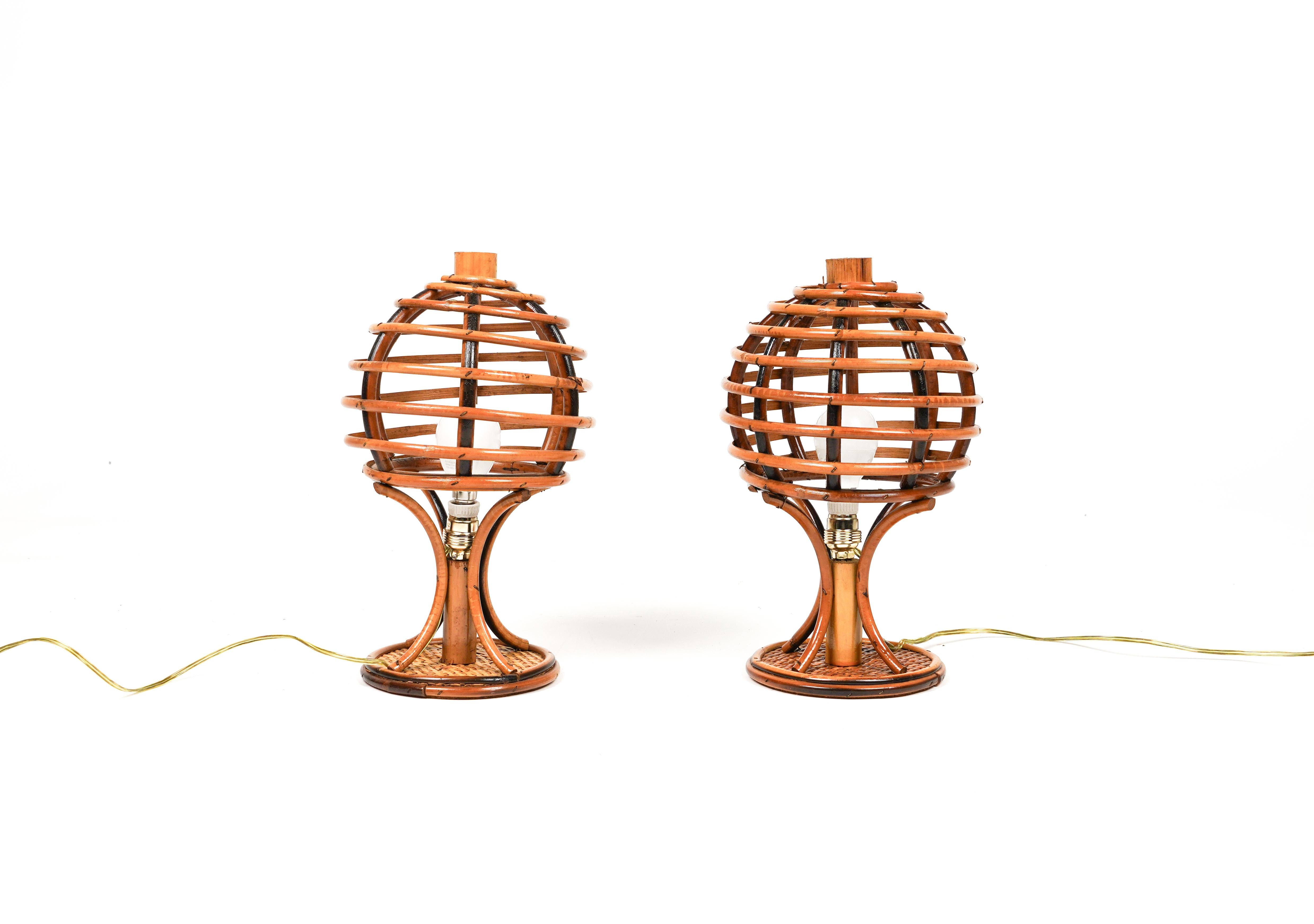 Midcentury Pair of Table Lamps Louis Sognot Style, Italy 1960s For Sale 6