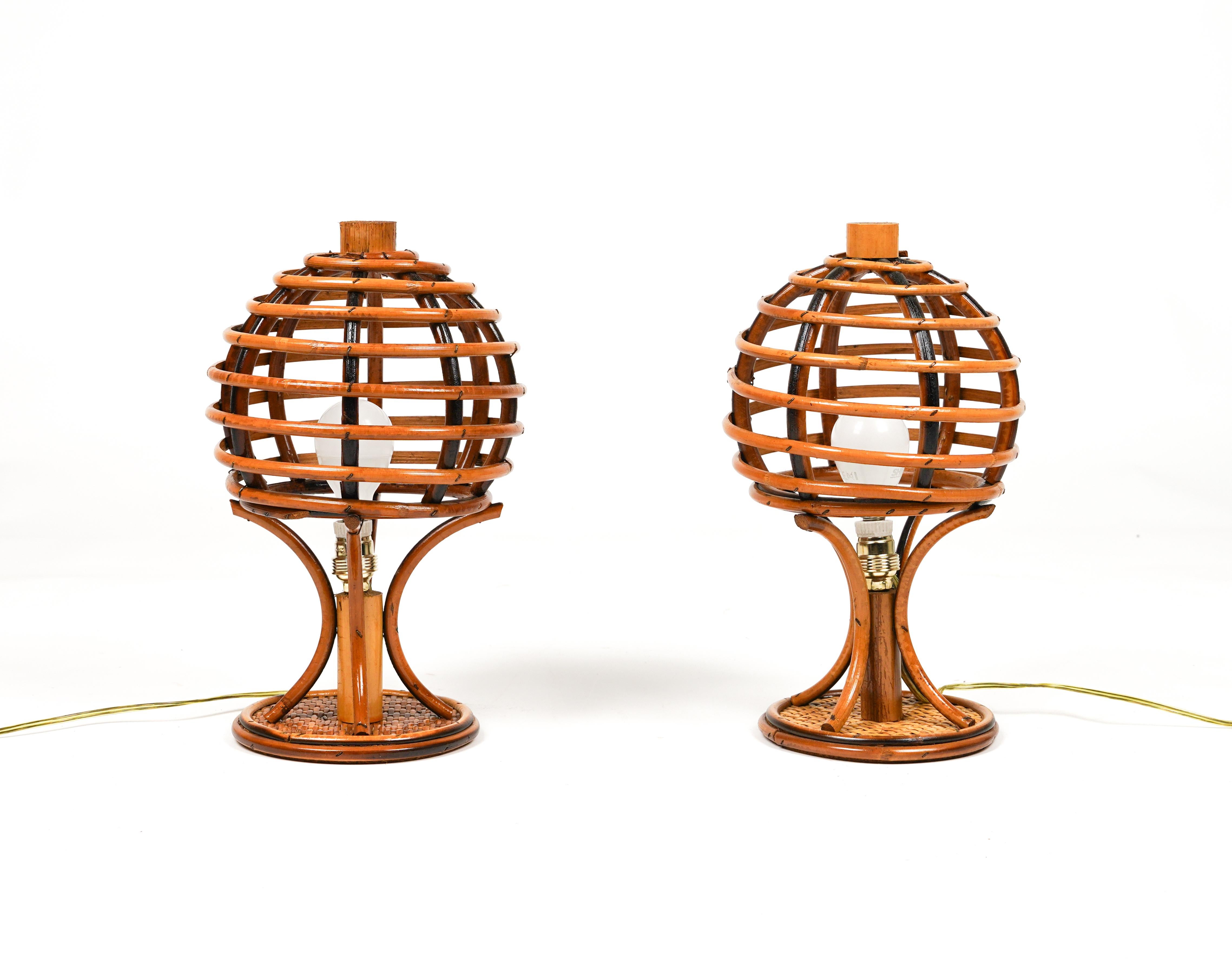 Mid-20th Century Midcentury Pair of Table Lamps Louis Sognot Style, Italy 1960s For Sale