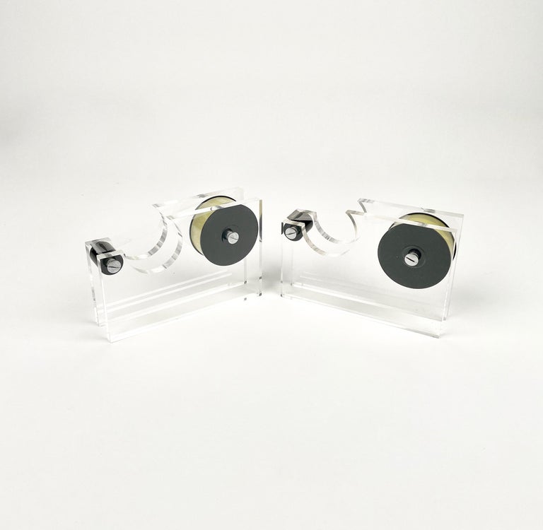 Midcentury Pair of Tape Dispenser in Lucite by Felice Antonio Botta