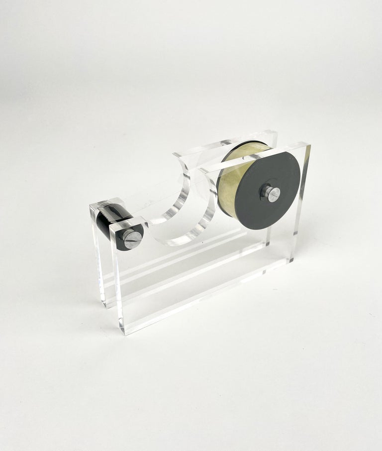 Midcentury Pair of Tape Dispenser in Lucite by Felice Antonio Botta