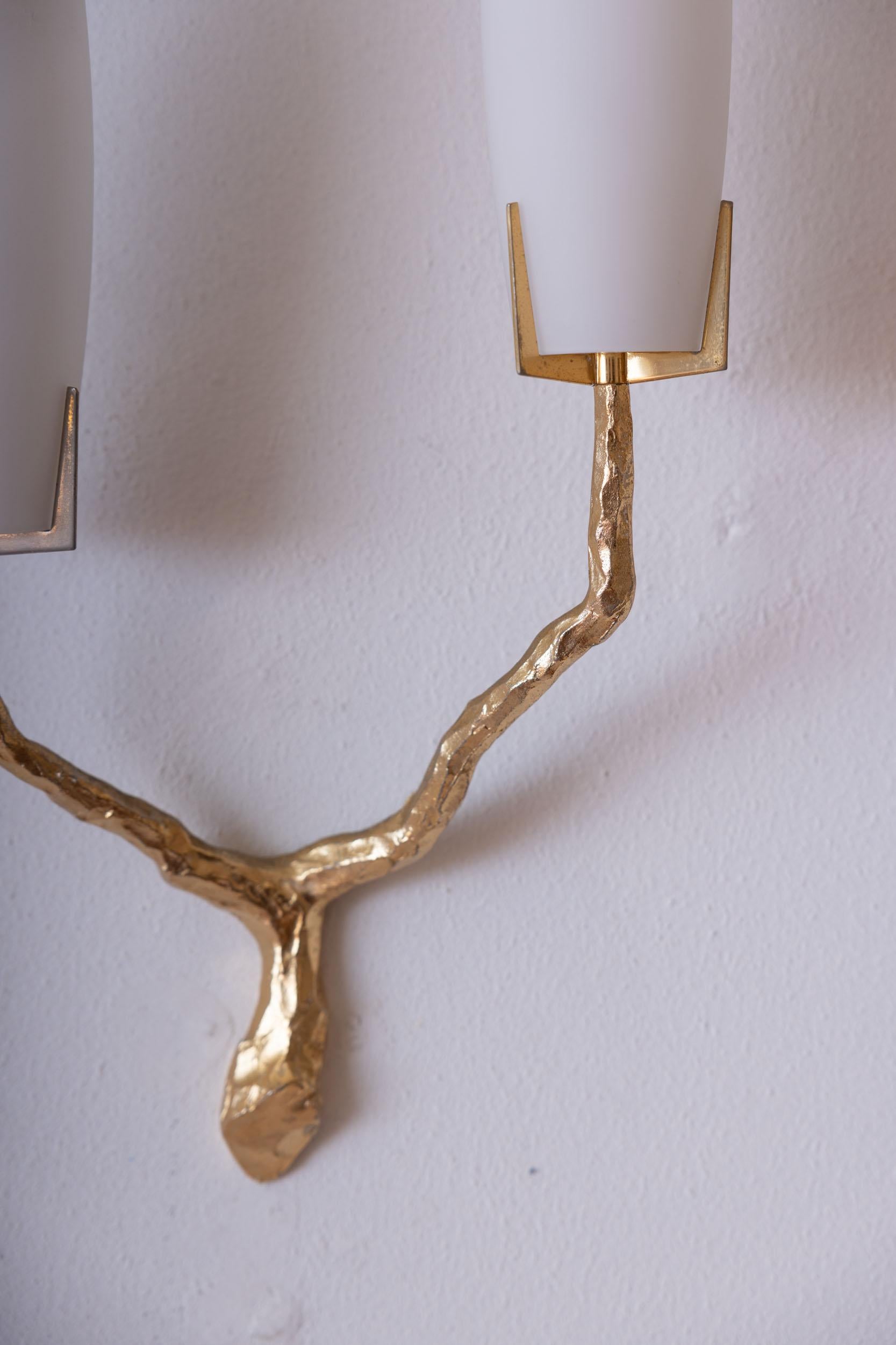 Midcentury pair of wall lights by Maison Arlus, France 1960 For Sale 4