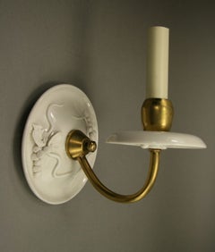 Nautical Pair of White Porcelain Single Arm Sconces
