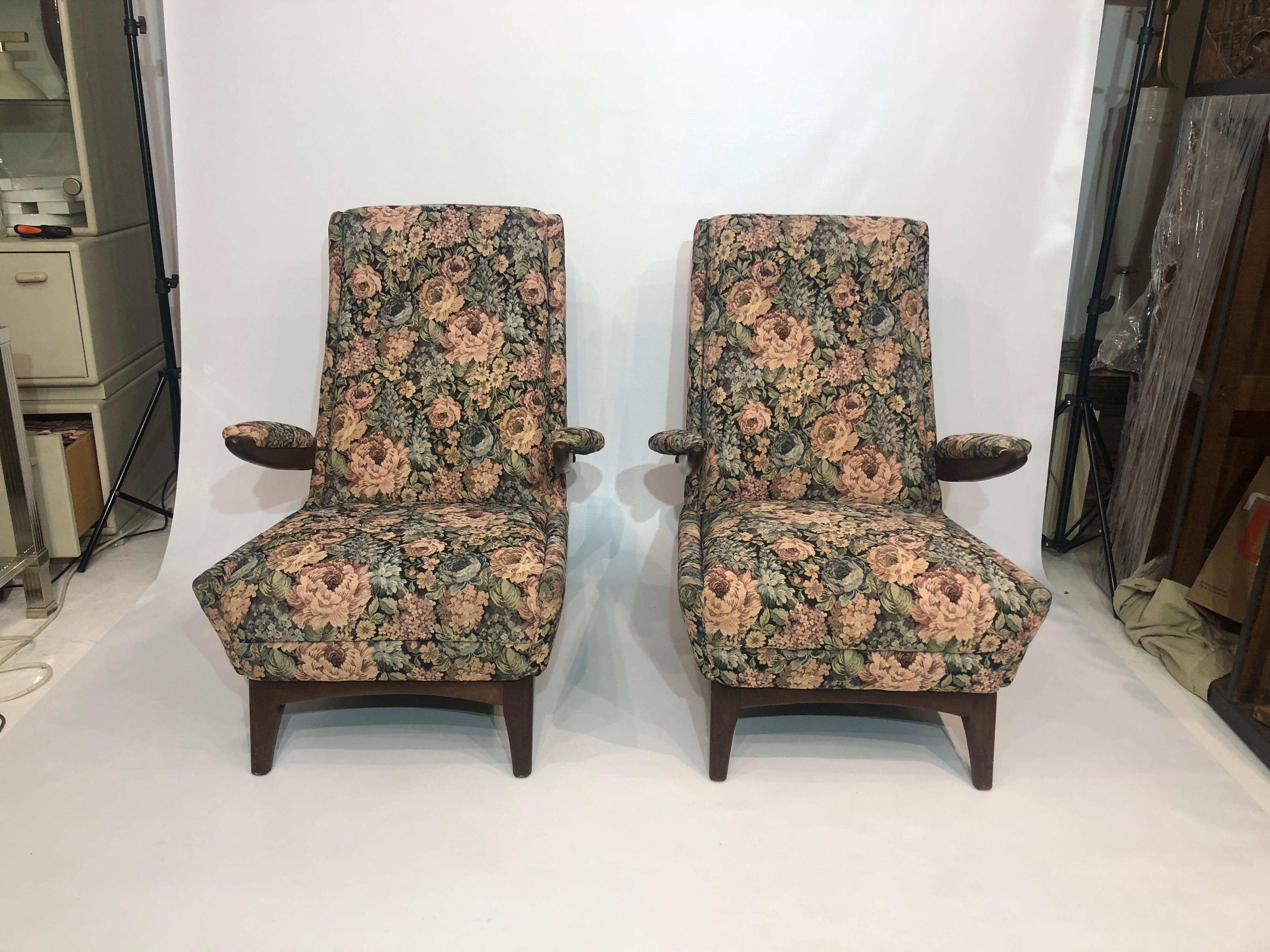 Mid-Century Modern Paire de fauteuils de salon en teck du milieu du siècle 1960 Vintage Retro 1970 canapé en vente