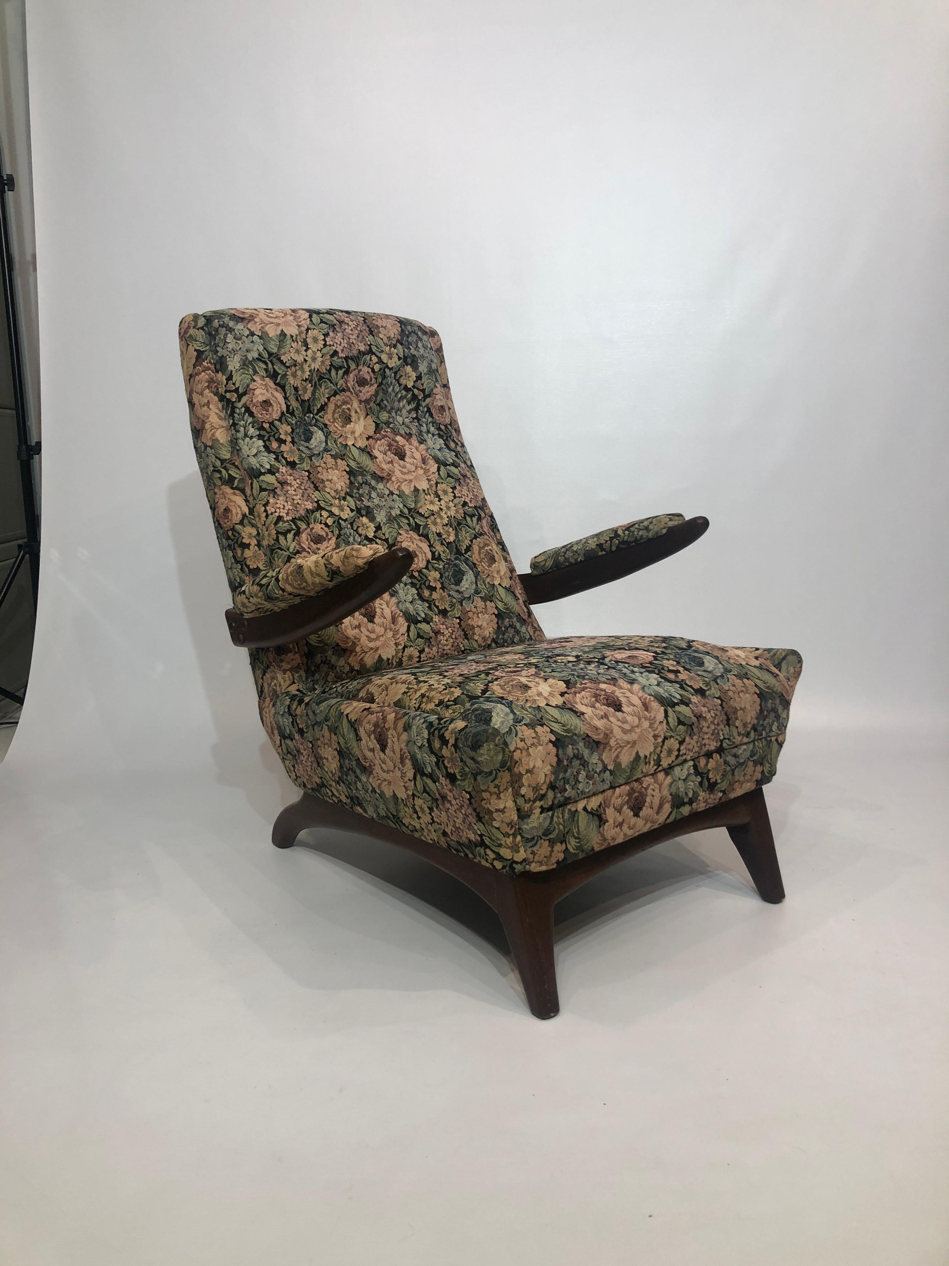 Tissu Paire de fauteuils de salon en teck du milieu du siècle 1960 Vintage Retro 1970 canapé en vente