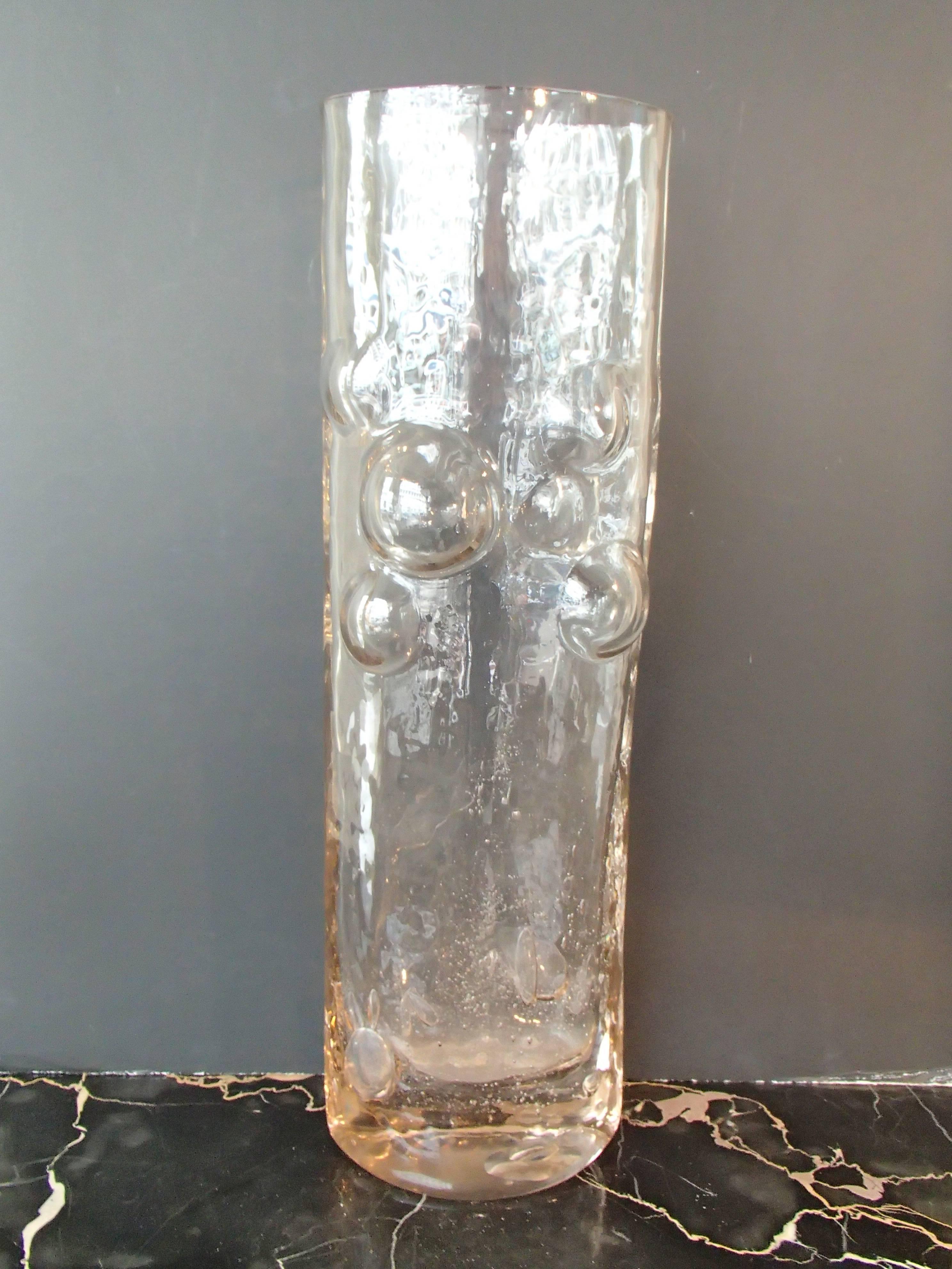 French Midcentury Pale Rose Huge Bubble Vase For Sale