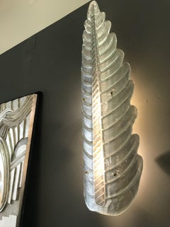 Midcentury Palm Leave shape Murano Glass Scones