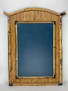 Midcentury palm regency bamboo rattan pencil reed mirror