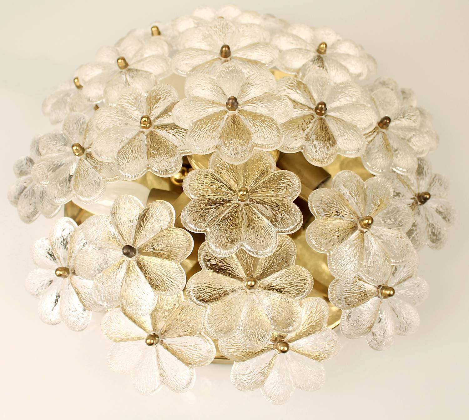  Palme Sconce Flush Light, Glass Flowers, 1960s  For Sale 7