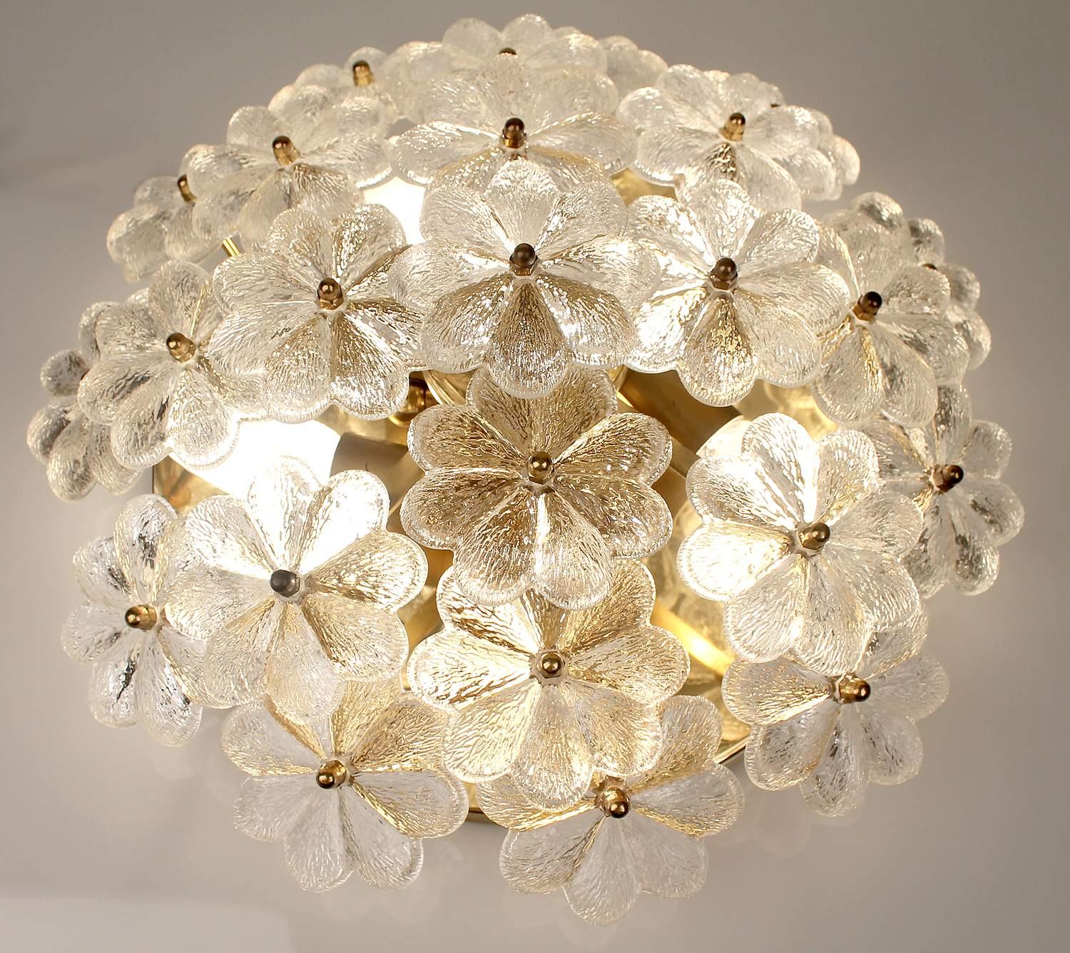  Palme Sconce Flush Light, Glass Flowers, 1960s  For Sale 5