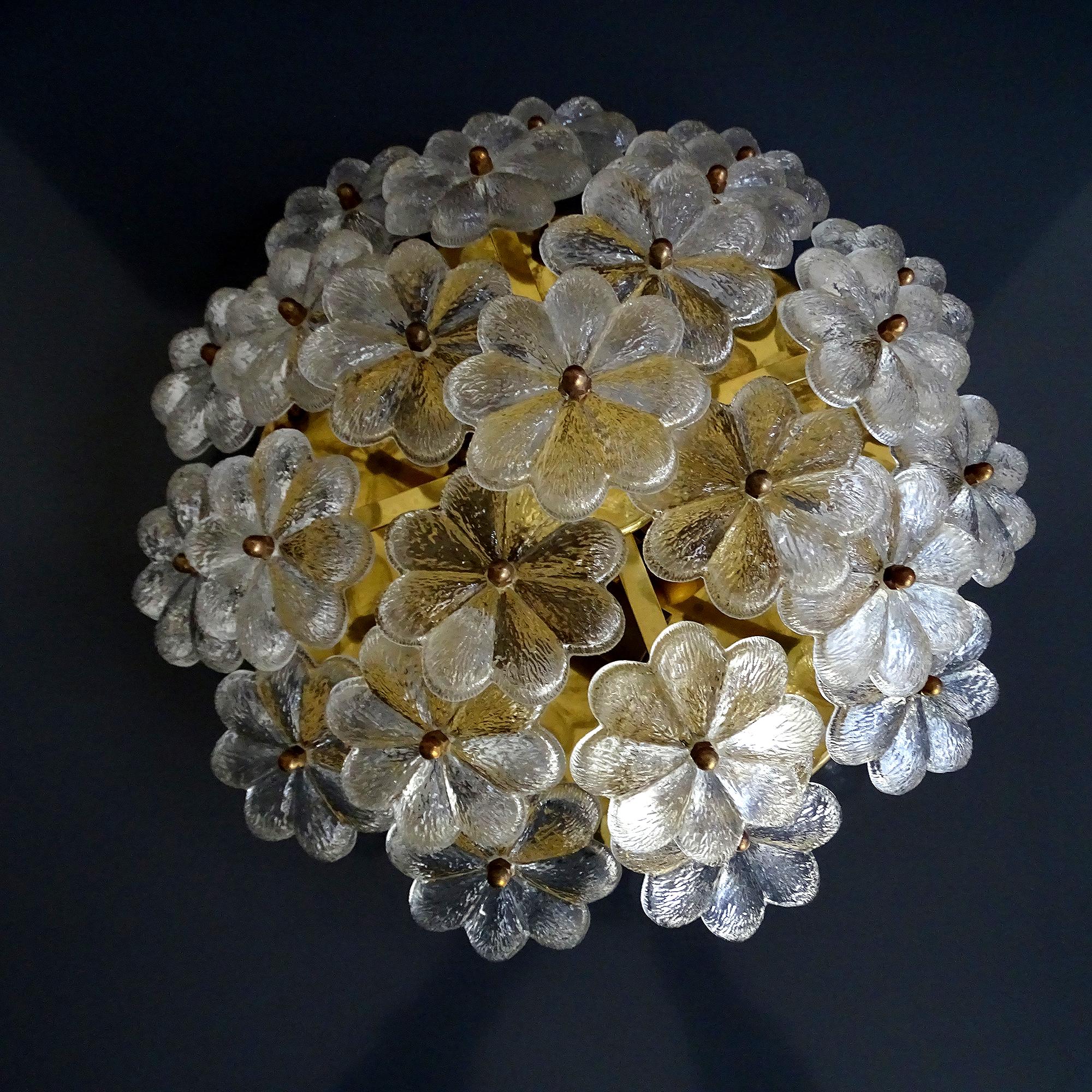  Palme Sconce Flush Light, Glass Flowers, 1960s  For Sale 1