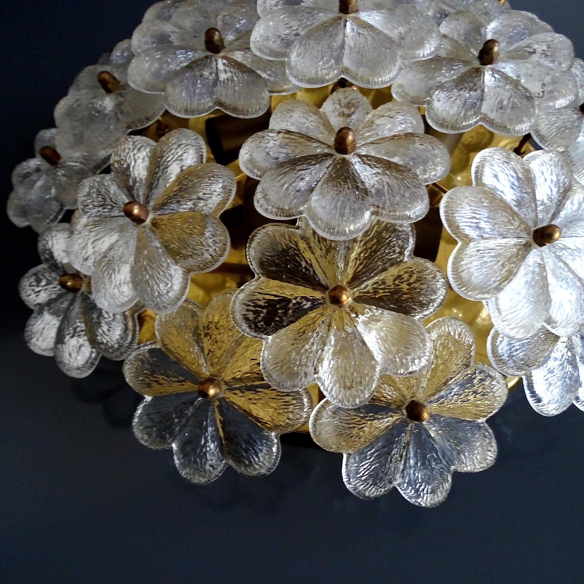 Palme Sconce Flush Light, Glass Flowers, 1960s  For Sale 11