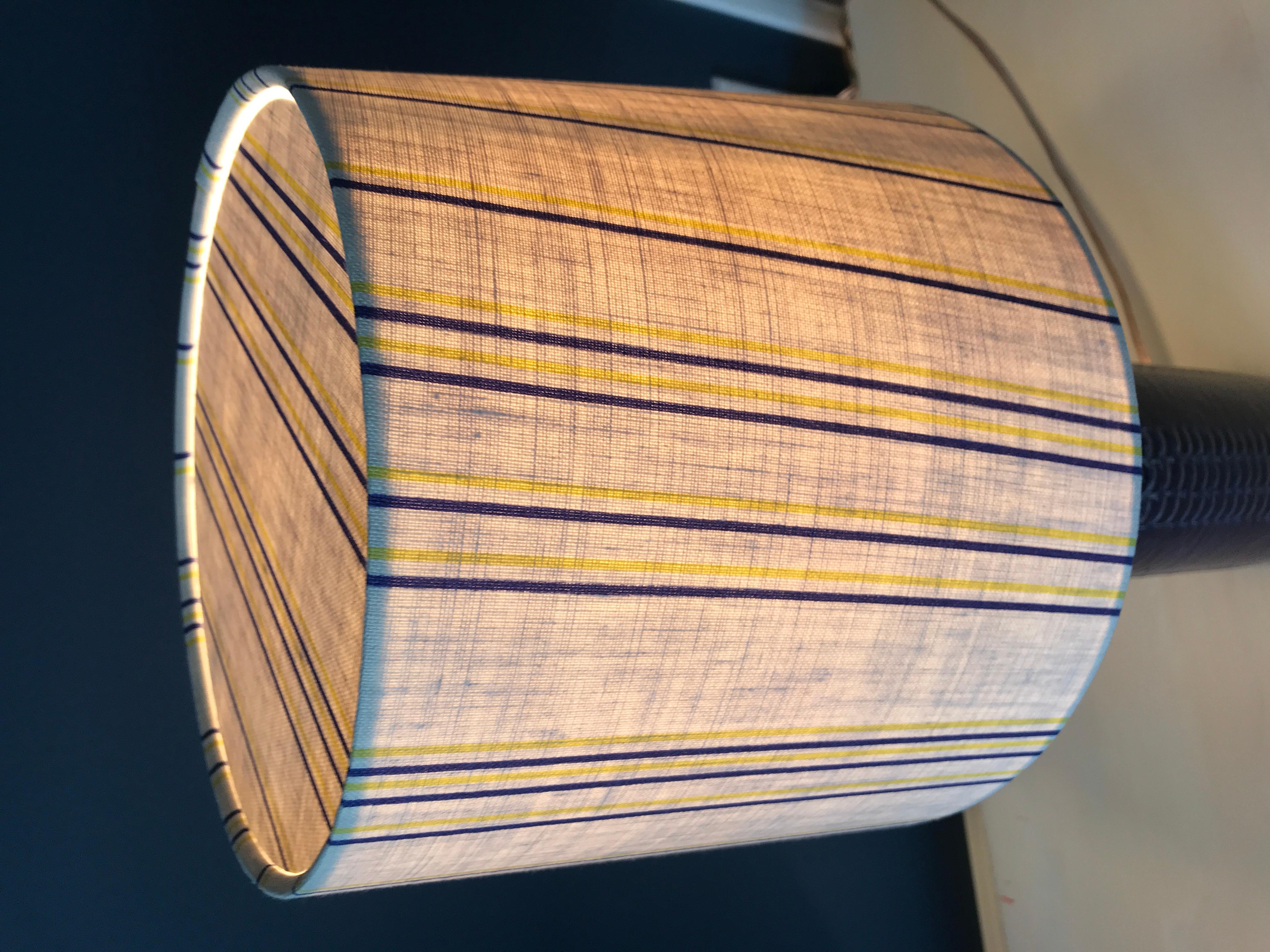 Beautiful Danish ceramic table lamp in midnight blue glaze with new lamp shade.