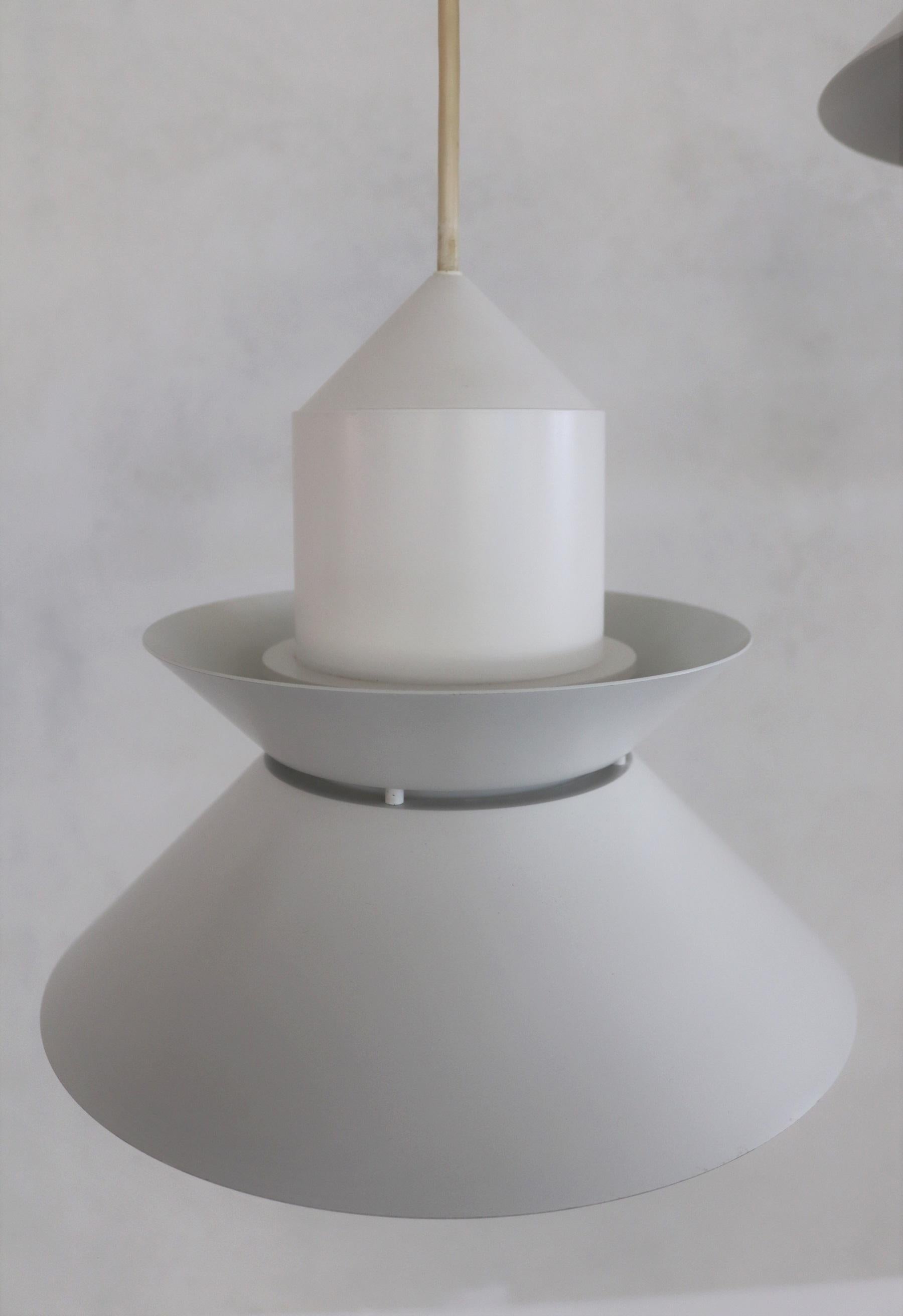Midcentury Pandant Lamp Nordic Style in Metal and Glass by Glashütte Limburg 80s For Sale 6