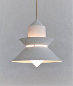 Midcentury Pandant Lampe Nordischer Stil in Metall und Glas von Glashütte Limburg 80s