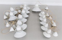 Midcentury Pandant Lampe Nordischer Stil in Metall und Glas von Glashütte Limburg 80s