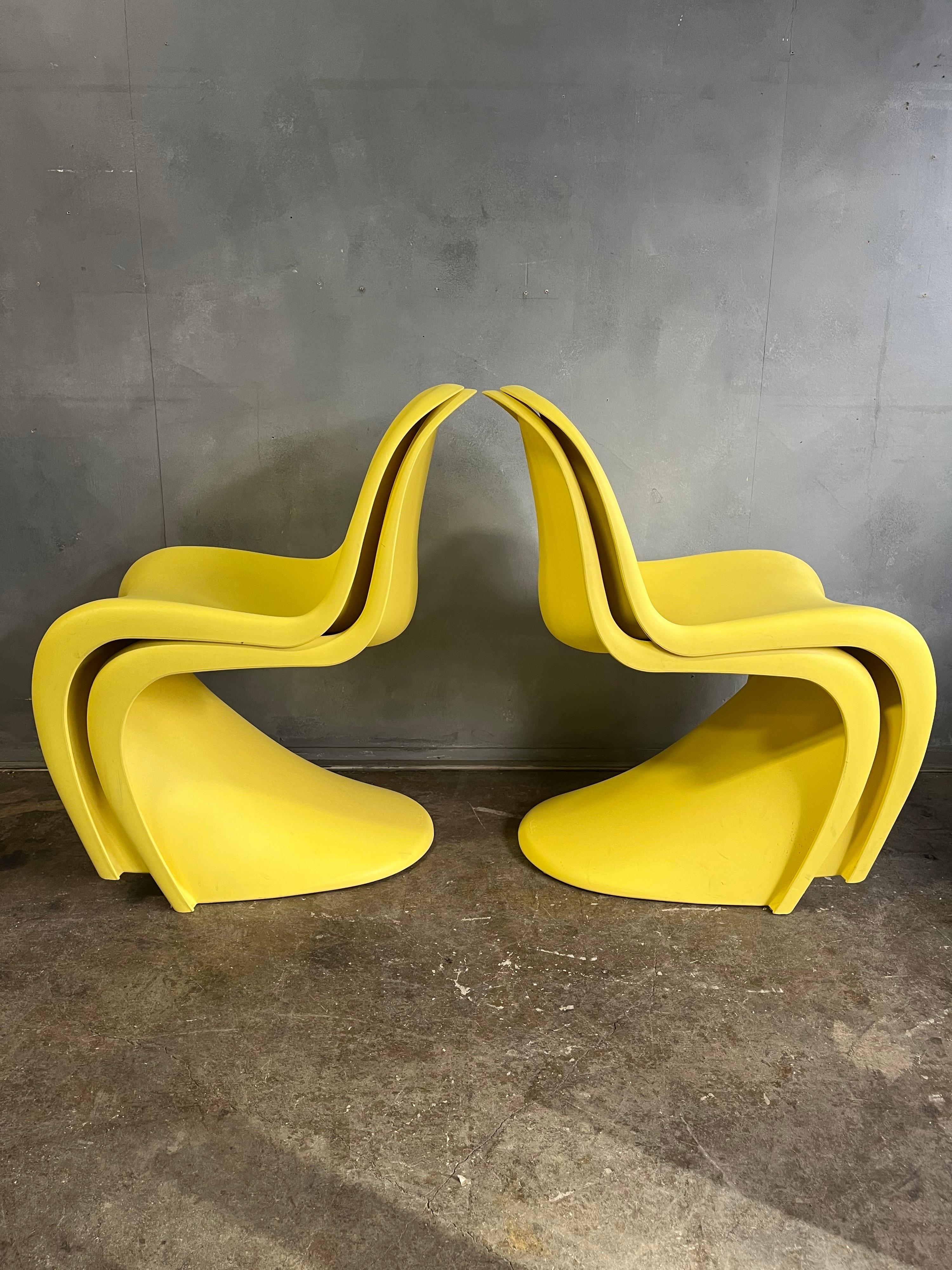 Mid-Century Panton Chairs for Vitra in Rare Yellow 1