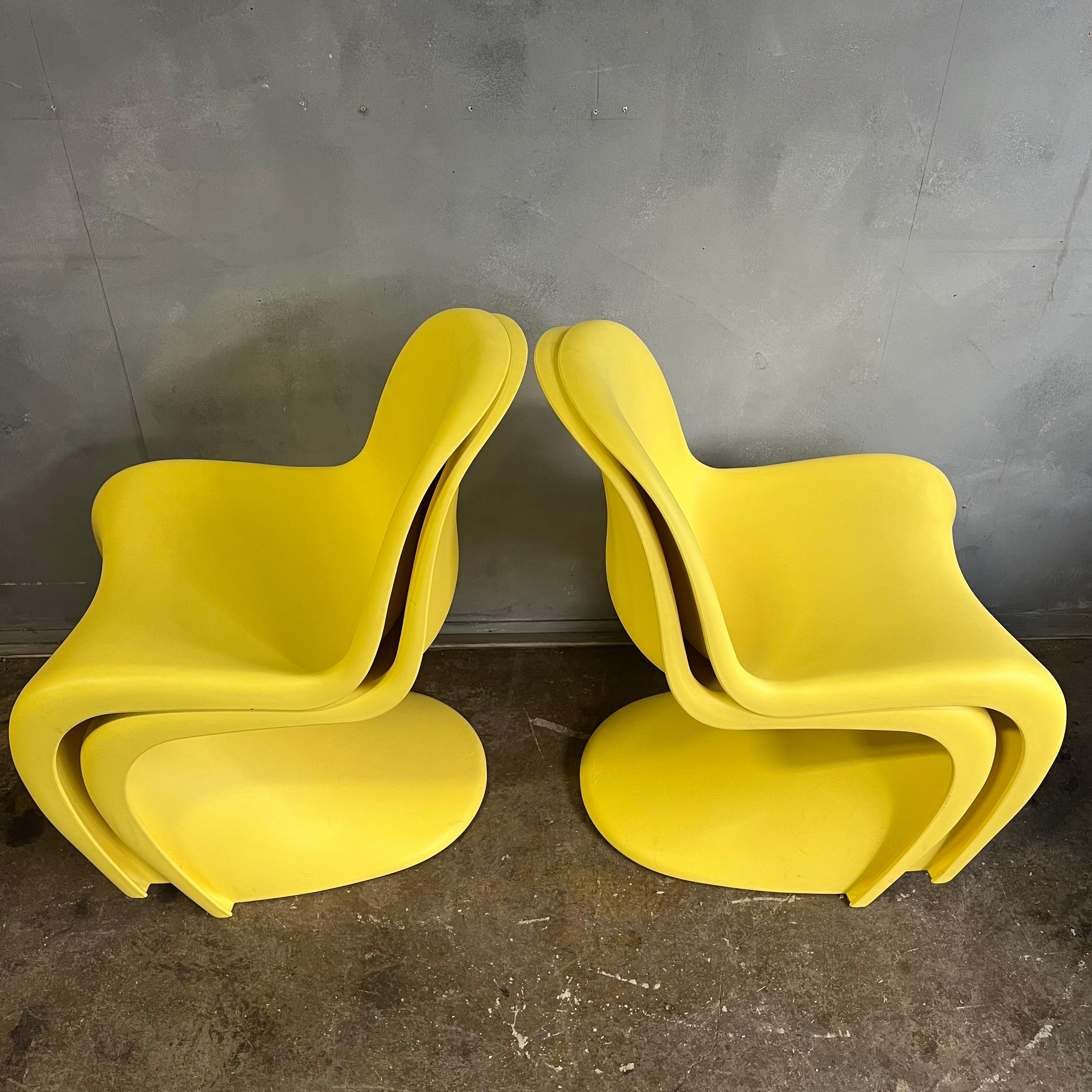 Mid-Century Panton Chairs for Vitra in Rare Yellow 2