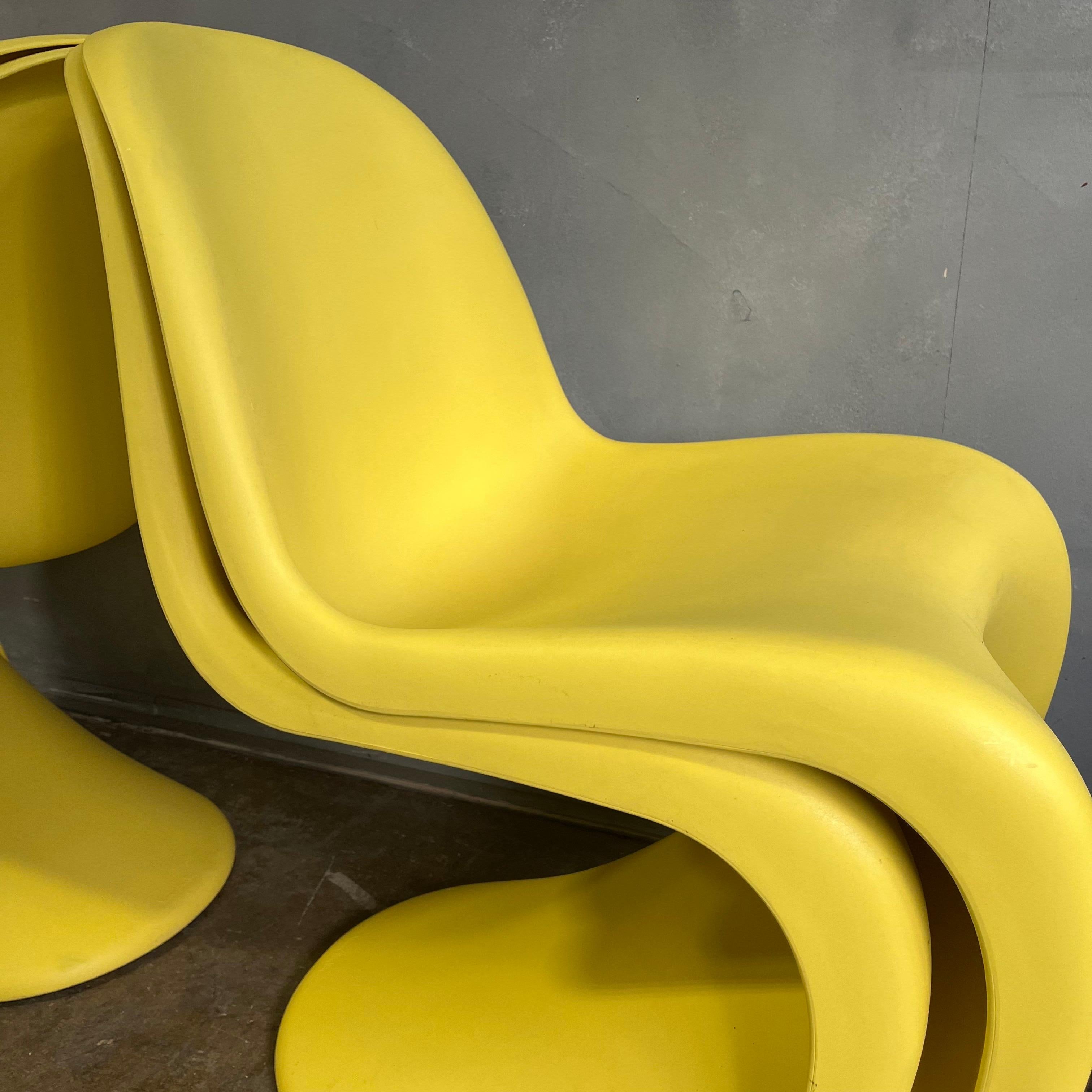 Mid-Century Panton Chairs for Vitra in Rare Yellow 3