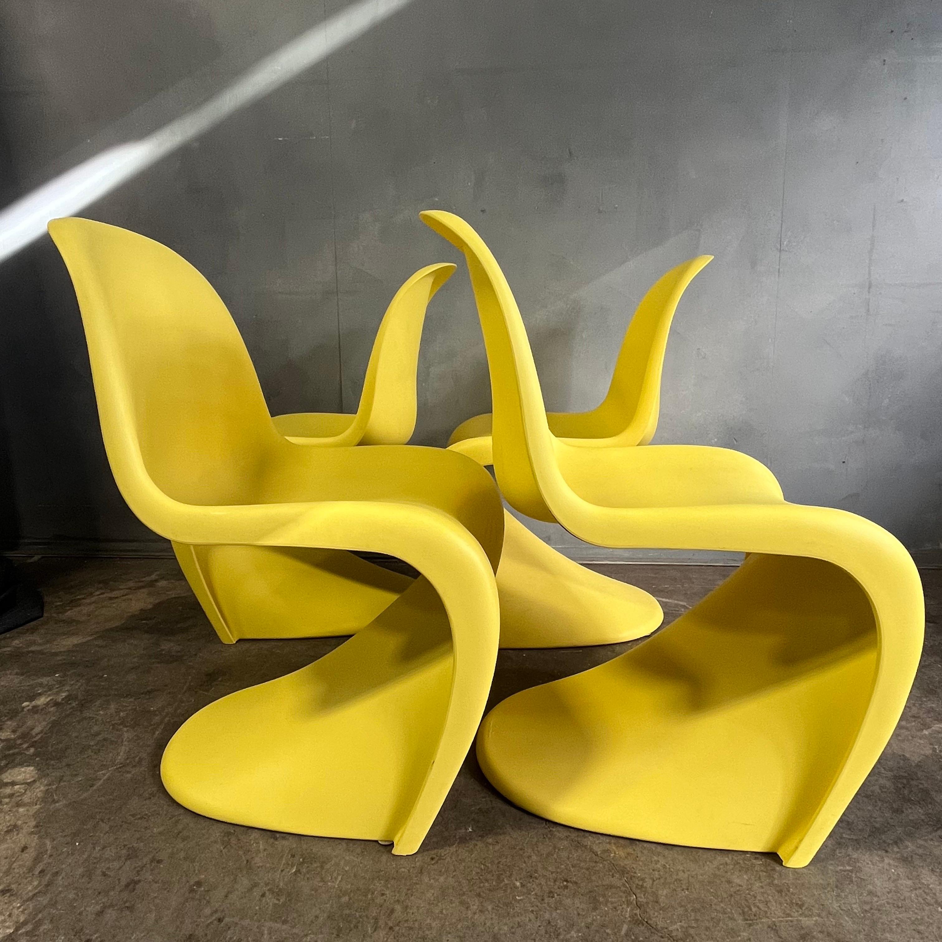Mid-Century Modern Mid-Century Panton Chairs for Vitra in Rare Yellow