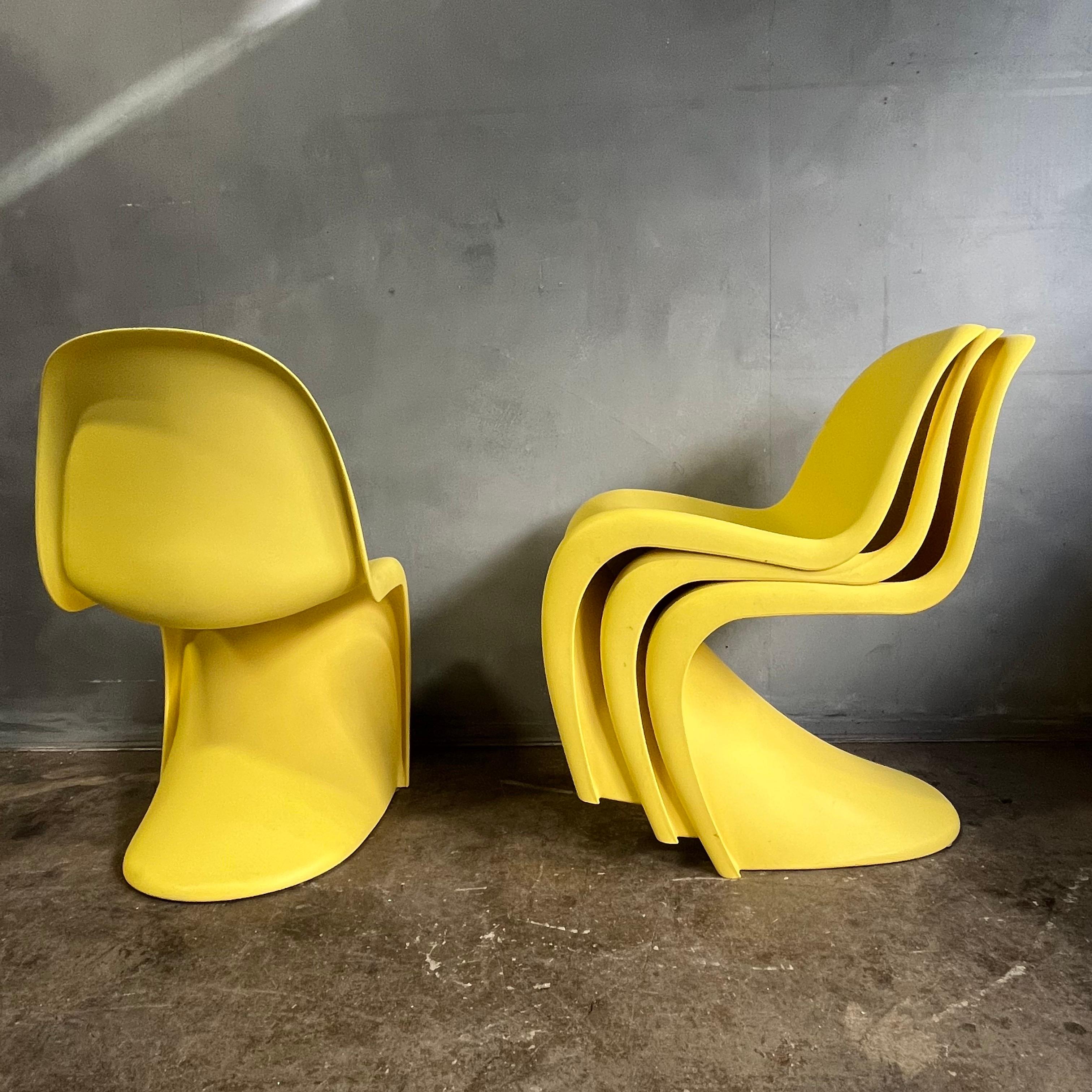 Danish Mid-Century Panton Chairs for Vitra in Rare Yellow