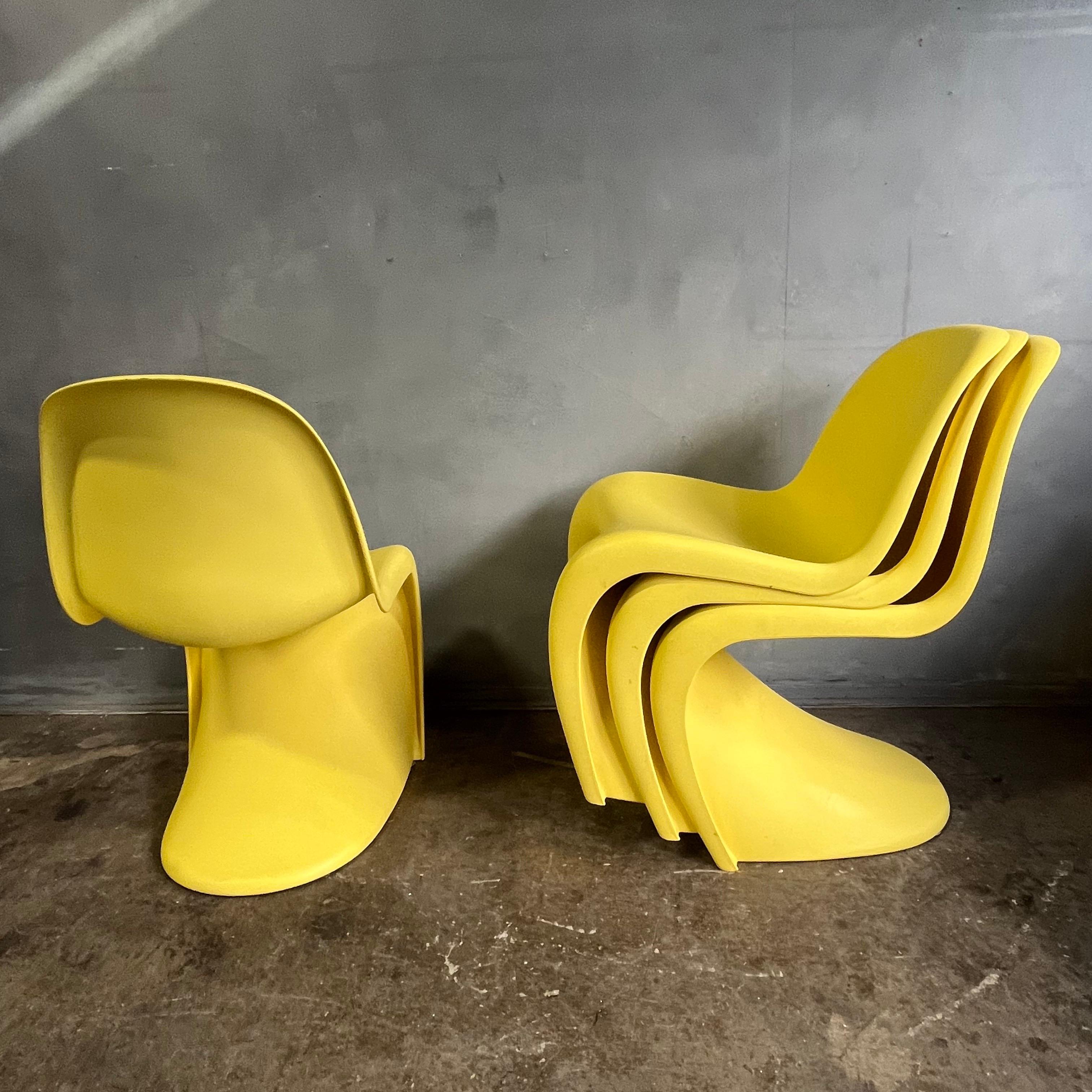 Mid-Century Panton Chairs for Vitra in Rare Yellow In Good Condition In BROOKLYN, NY