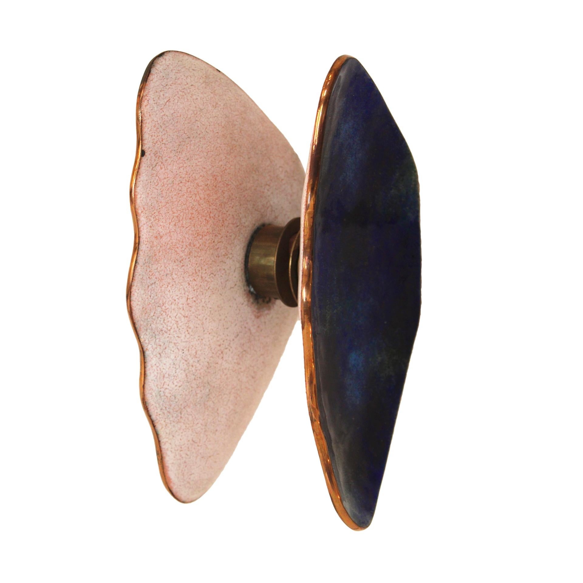 Mid-Century Modern Mid-Century Paolo De Poli Blue Enameled Copper Italian Door Handle, circa 1960