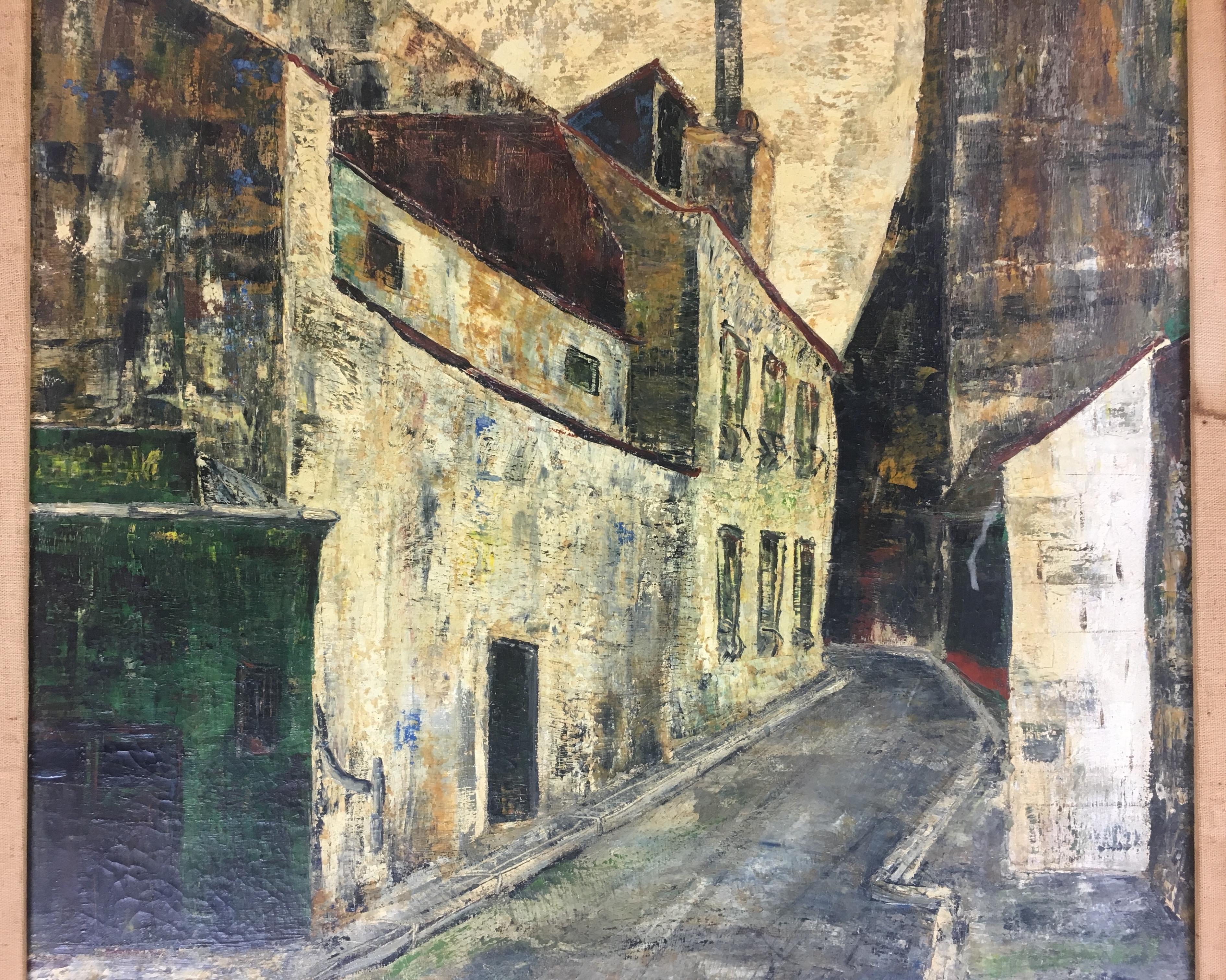 20th Century Midcentury Paris Street Scene Oil on Canvas signed Robert Soler, circa 1955