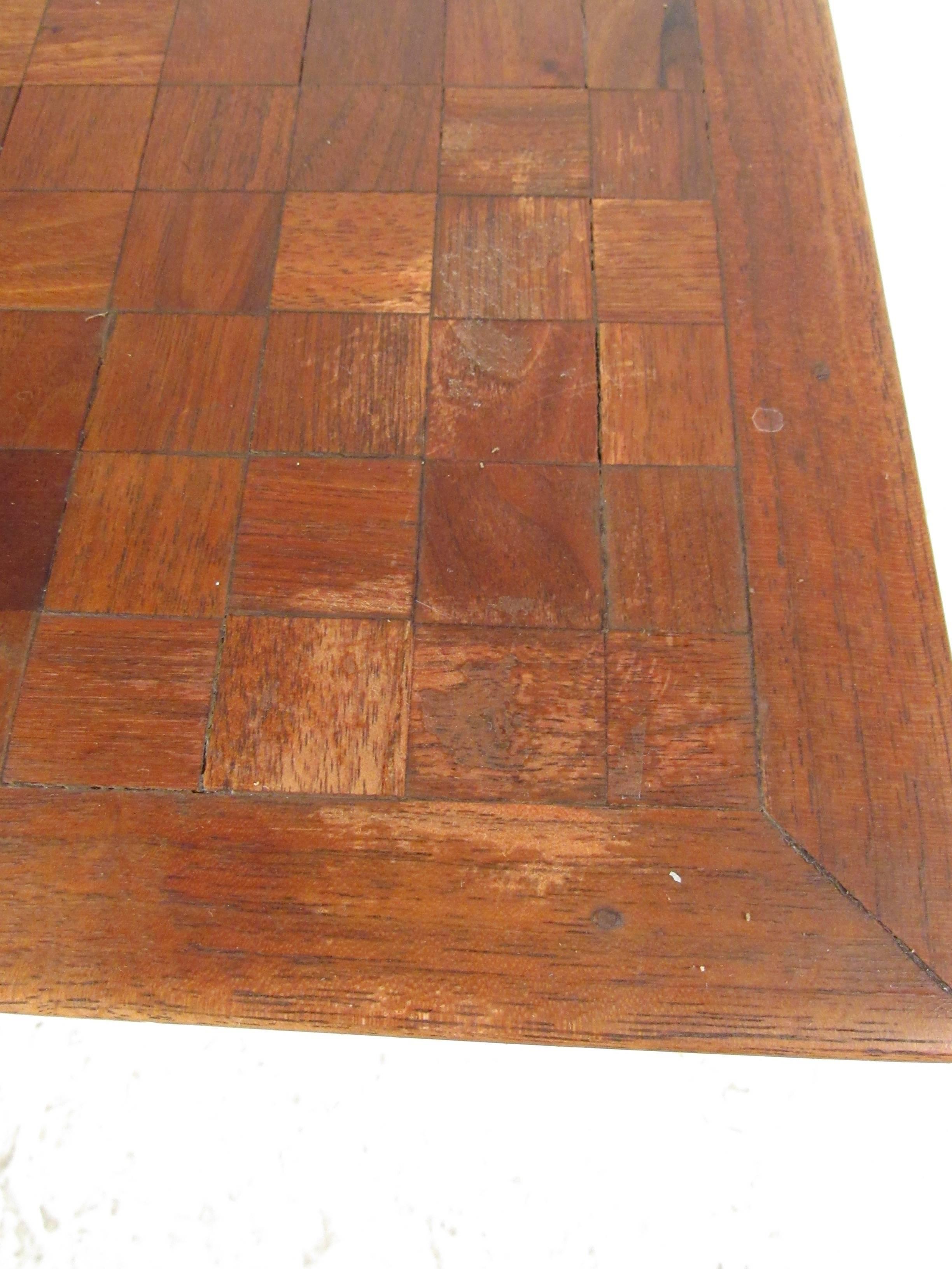 Midcentury Parquet Coffee Table in the Style of Milo Baughman For Sale 4