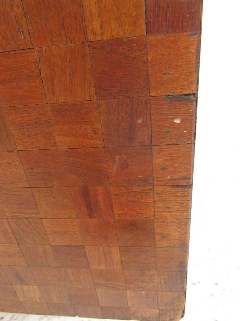 Midcentury Parquet Coffee Table in the Style of Milo Baughman For Sale