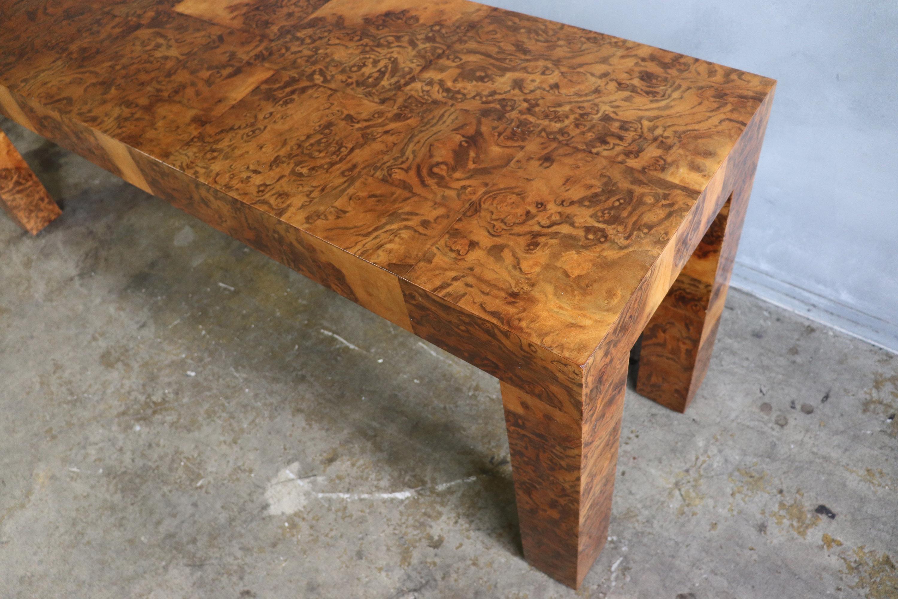 Wood Midcentury Patchwork Burlwood Table by Paul Evans
