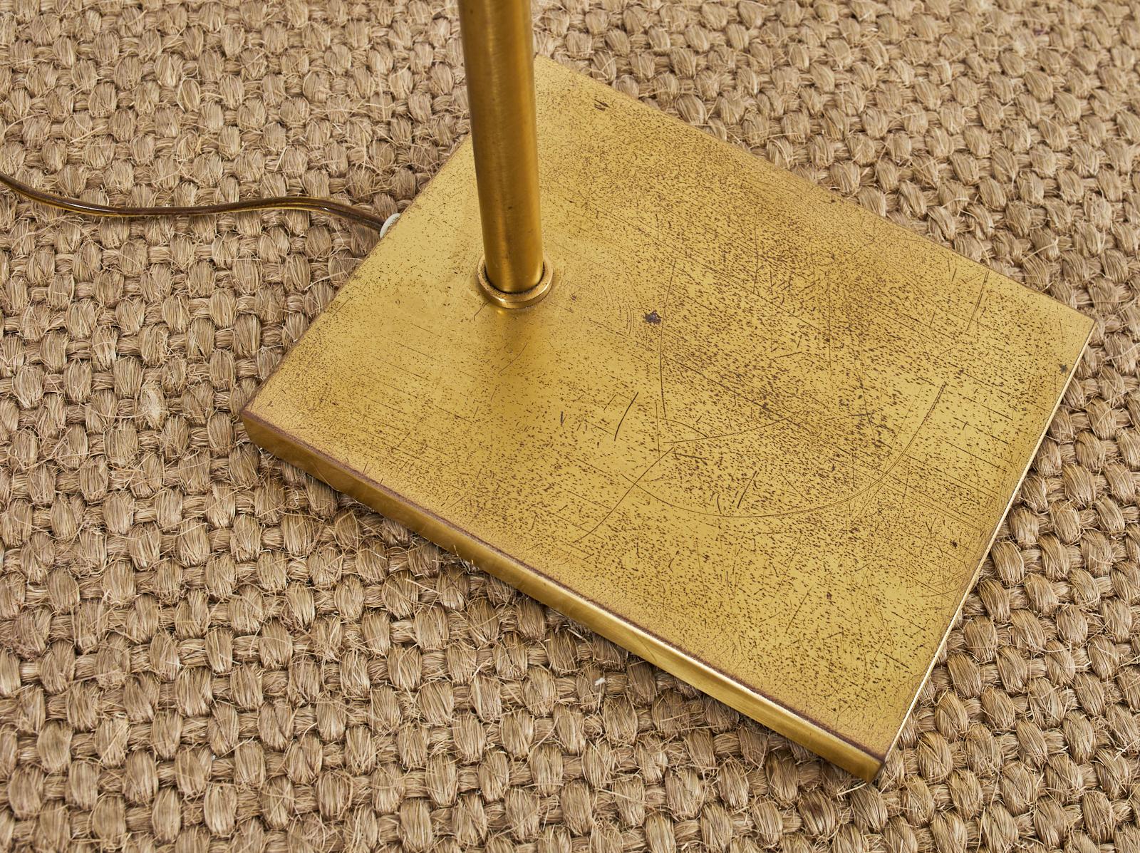 Mid-Century Patinated Brass Adjustable Pharmacy Floor Lamp 5