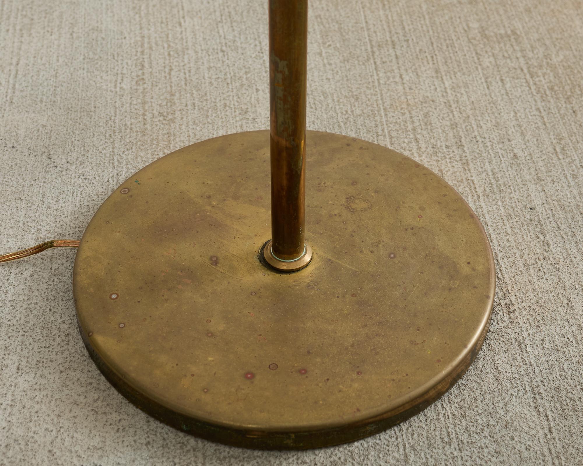 Midcentury Patinated Brass Adjustable Pharmacy Floor Lamp 6