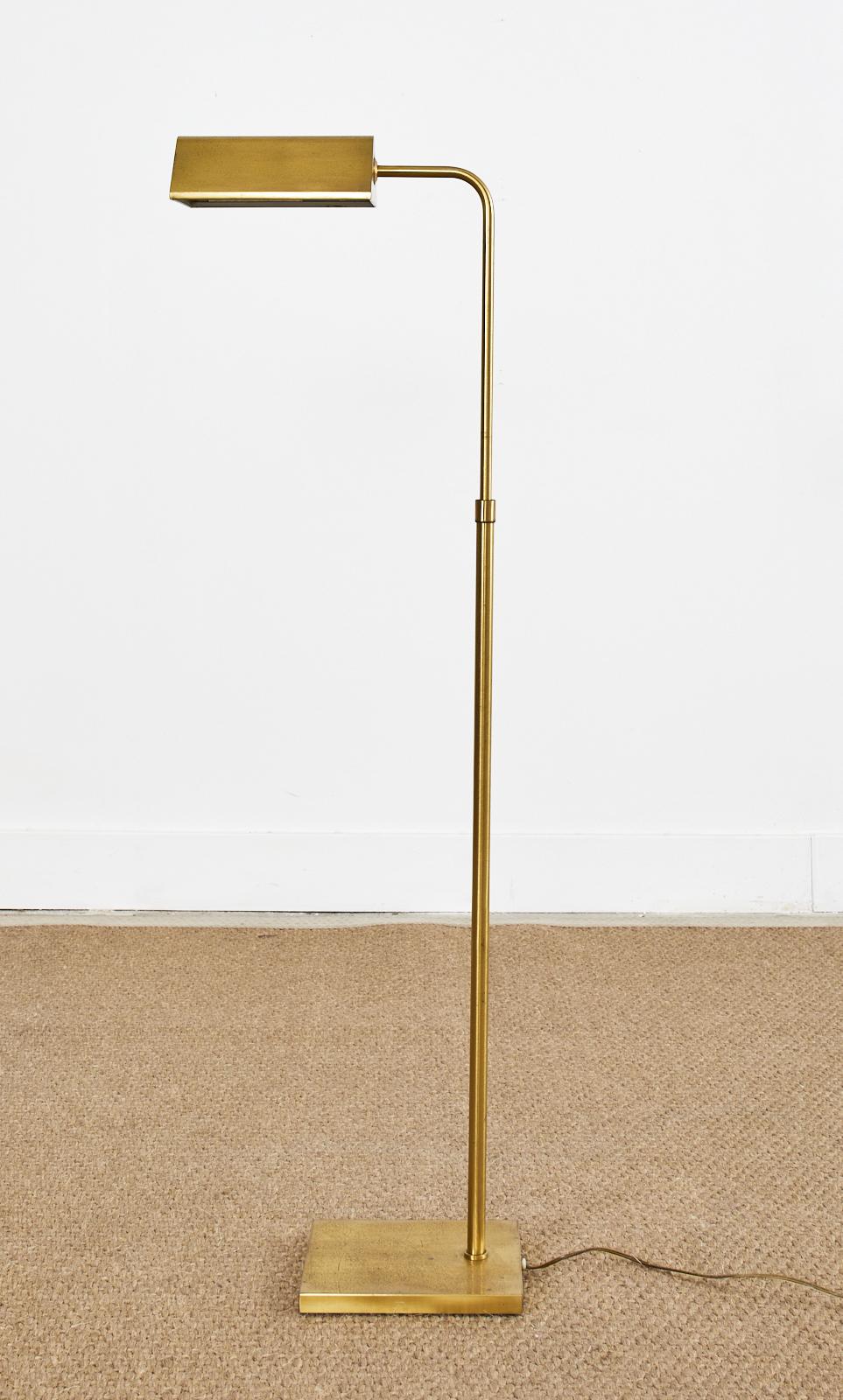 Mid-Century Patinated Brass Adjustable Pharmacy Floor Lamp 9