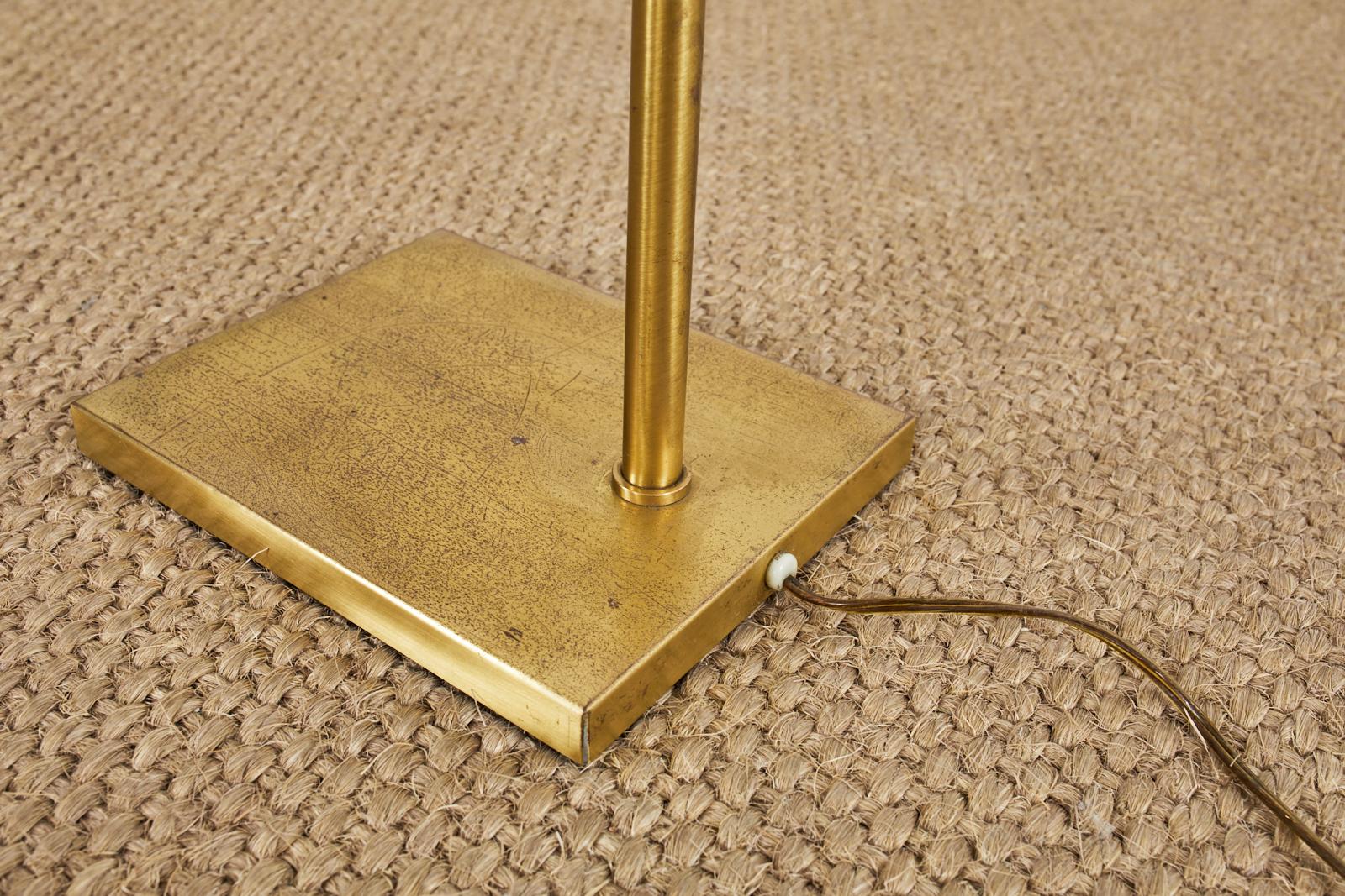 Mid-Century Patinated Brass Adjustable Pharmacy Floor Lamp 10