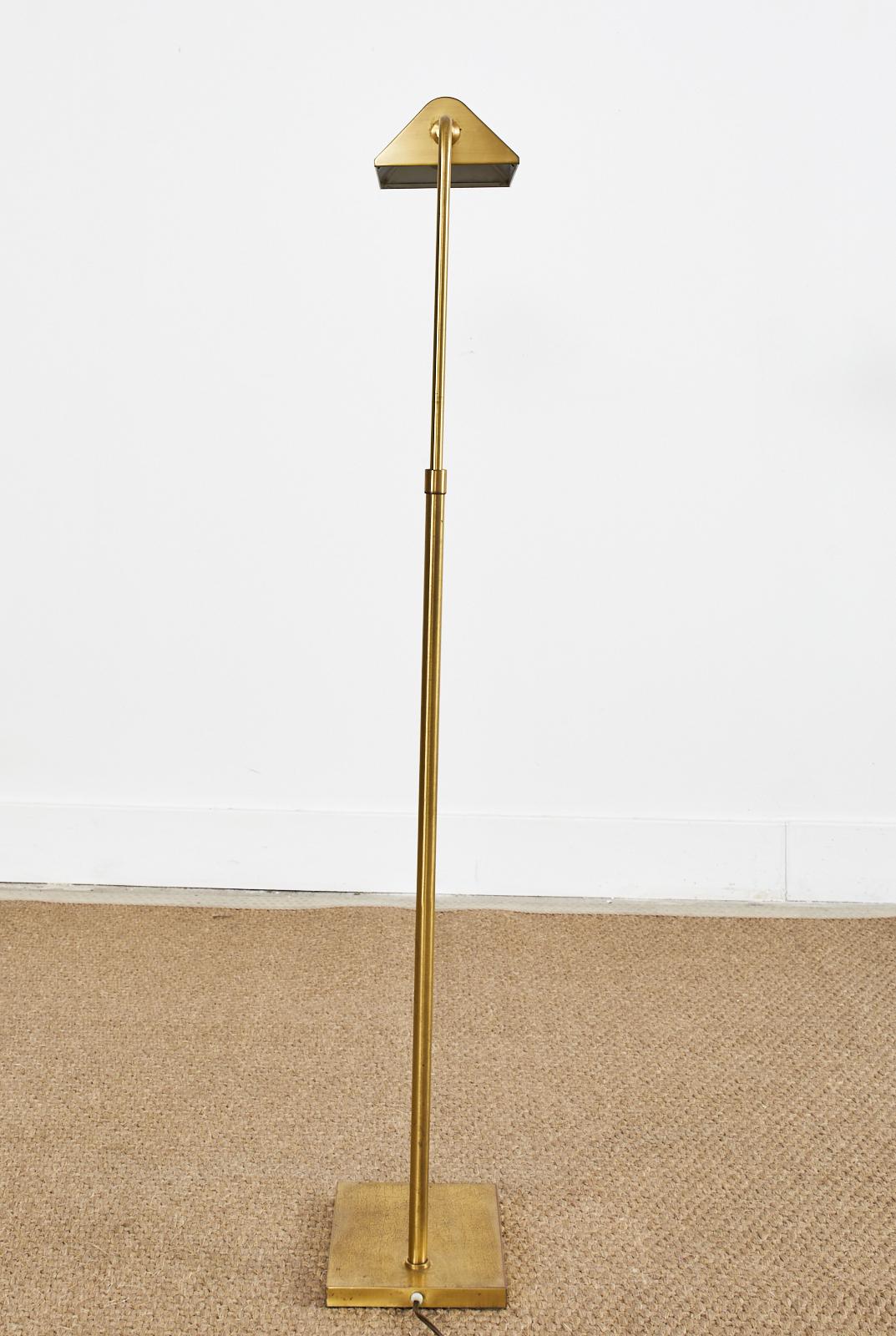Mid-Century Patinated Brass Adjustable Pharmacy Floor Lamp 12